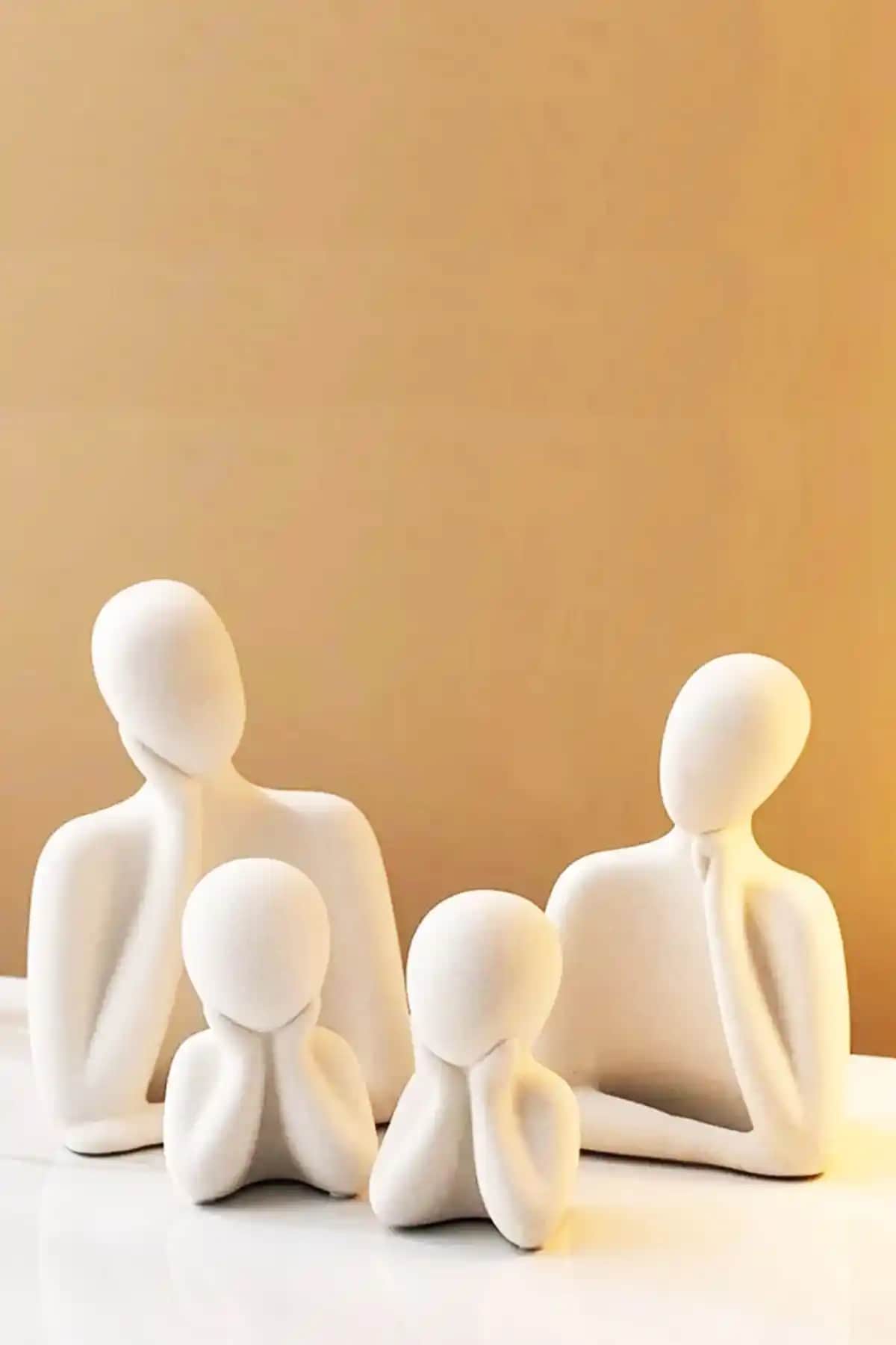 BayCazip Dekoratif Biblo: İki Çocuklu Aile Figürleriyle Estetik