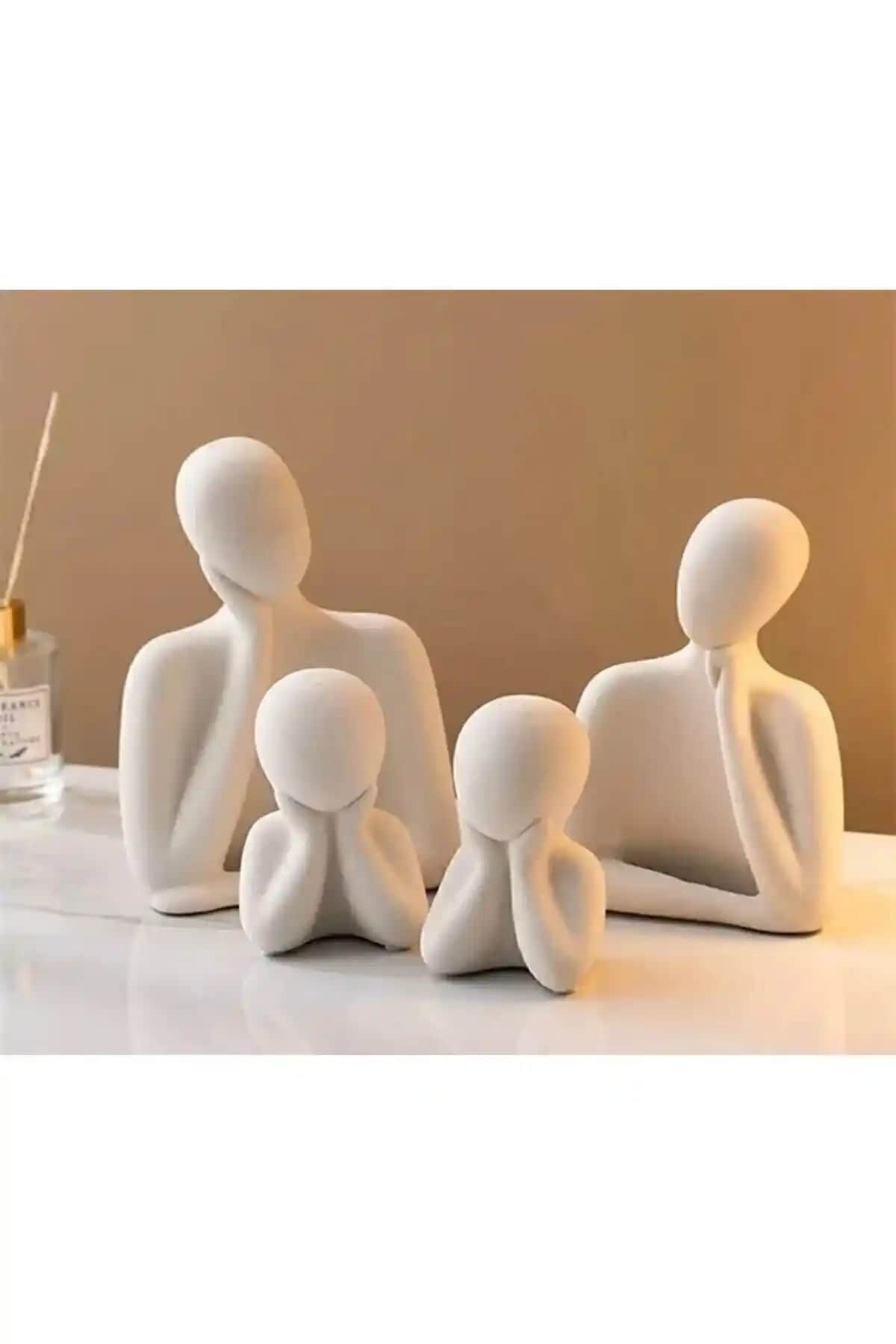 Beton İki Çocuklu Aile Obje Biblo Heykeli: Şık ve Anlamlı Decorative Element