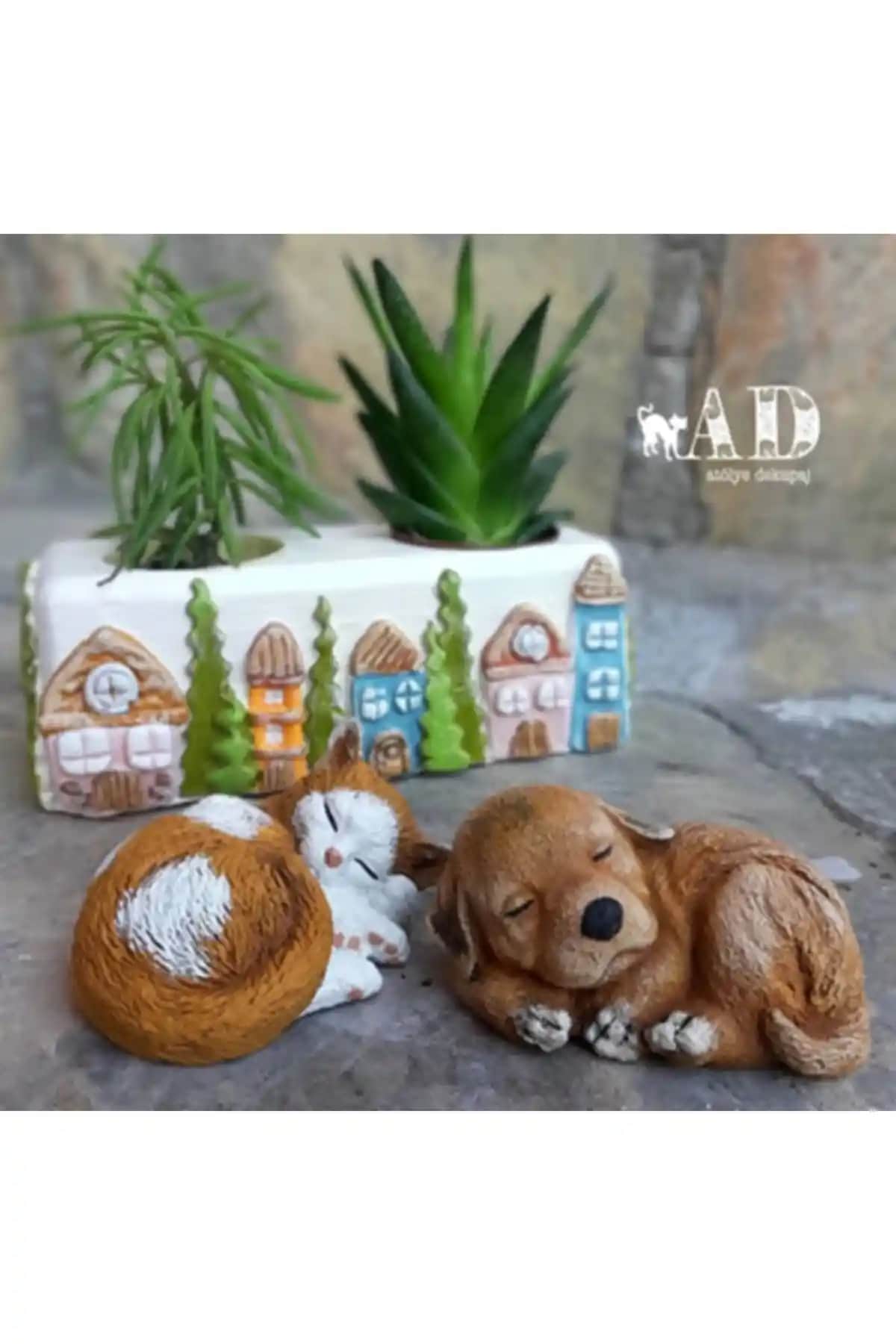 Genel Markalar Mini Kedi Köpek Biblo: Retro Ev Dekorasyonu