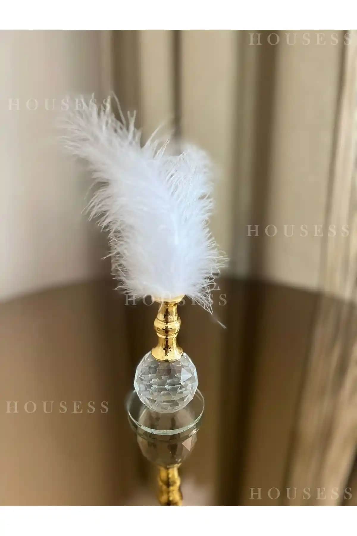 Housess1 Beyaz Tüylü Gold Kristal Top Dekor Biblo Süs İncelemesi