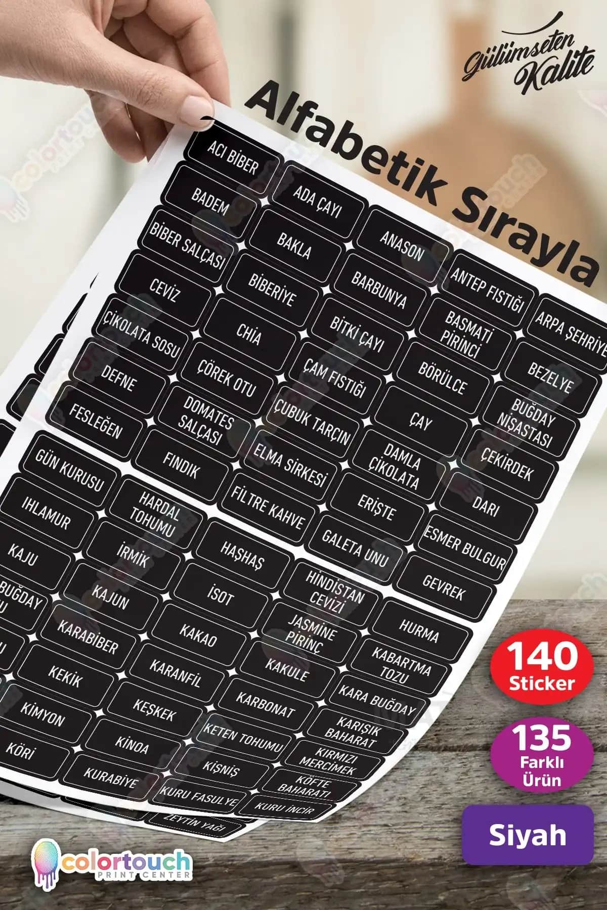 Mutfak Düzeni İçin Siyah ve Örün Matbaa Etiketleri Karşılaştırması