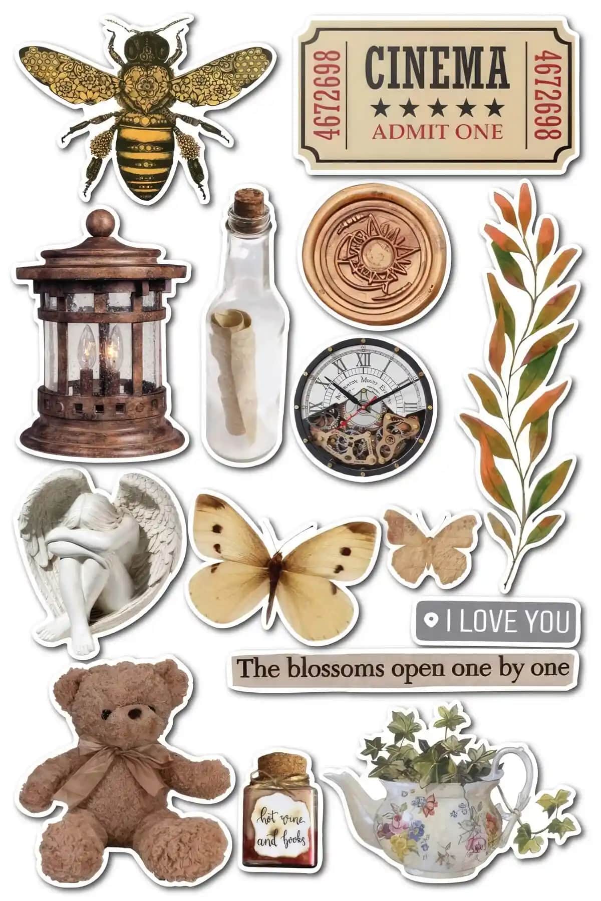 Postifull Vintage Temalı Sticker Setleri Karşılaştırması 14 ve 24 Adet Seçenekler