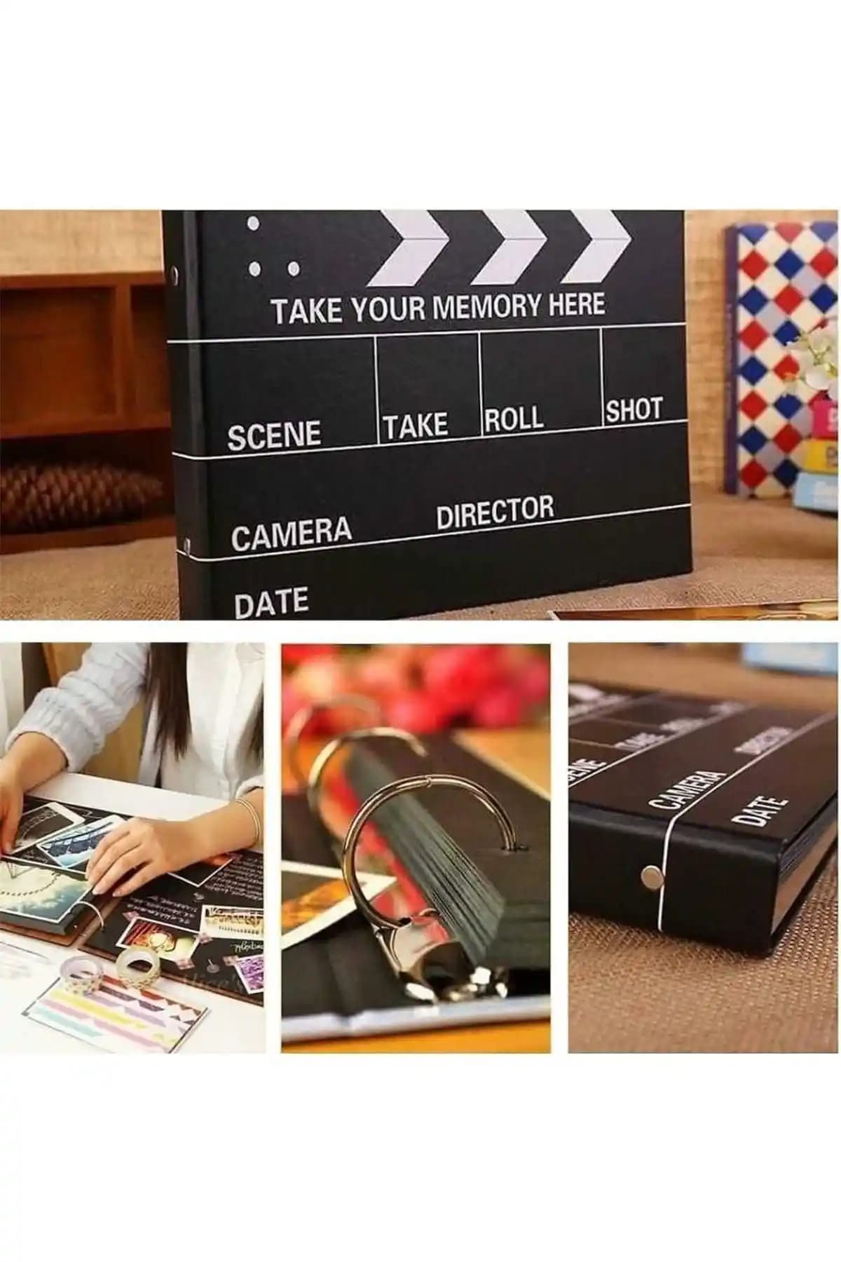 Adil Baba Siyah Yapraklı Fotoğraf Albümü ve Beyaz Jel Kalem ile Anılarınızı Koruyun