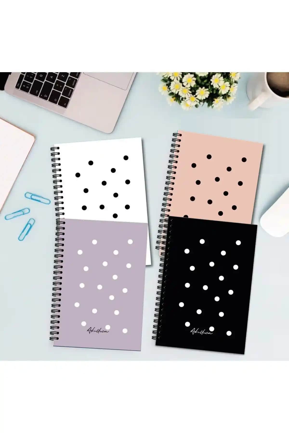 AKILLICA 4'lü Noktalı Defter Seti: Şık ve Dayanıklı Taşınabilir Not Defteri Çantası