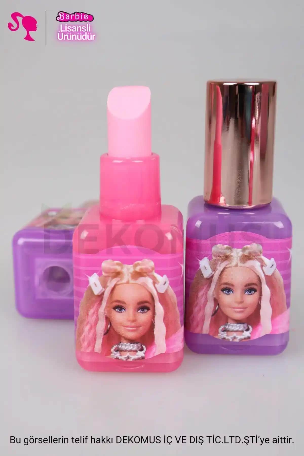 Barbie Lisanslı Pembe Oje ve Silgili Kalemtraş Seti: Çocuklar İçin Eğlenceli ve Yaratıcı Malzeme