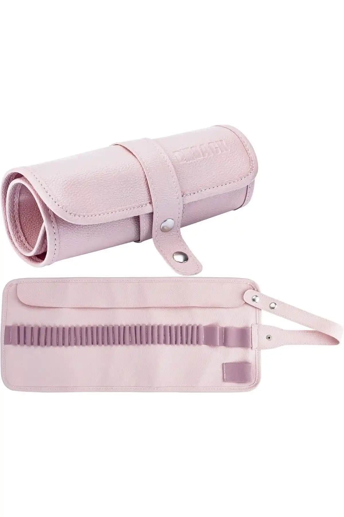 BBACK Suni Deri Rulo Kalemlik 36 Bölmeli Soft Pembe Şık ve Fonksiyonel Tasarım