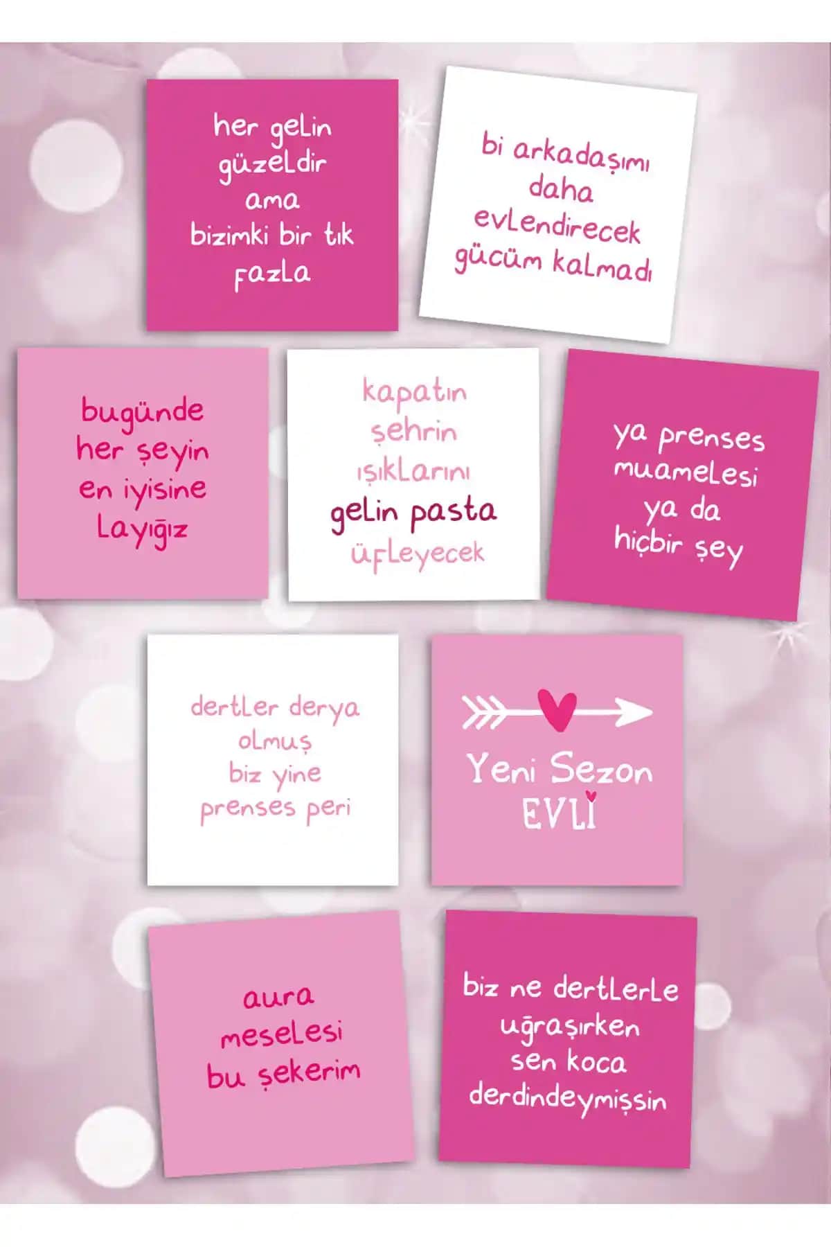 Bekarlığa Veda Partisi İçin Renkli ve Eğlenceli Motto Kartlar Seti