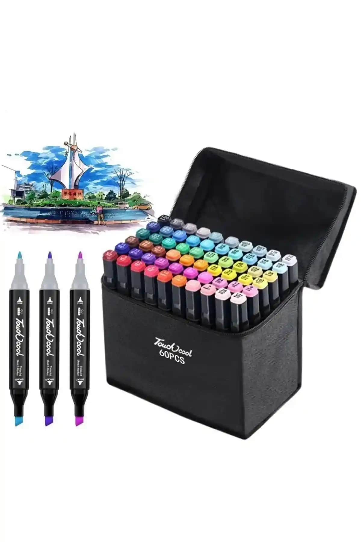 Beyzanası 60'lı Çift Taraflı Art Marker Kalem Seti Çanta ile Yaratıcılığınızı Geliştirin