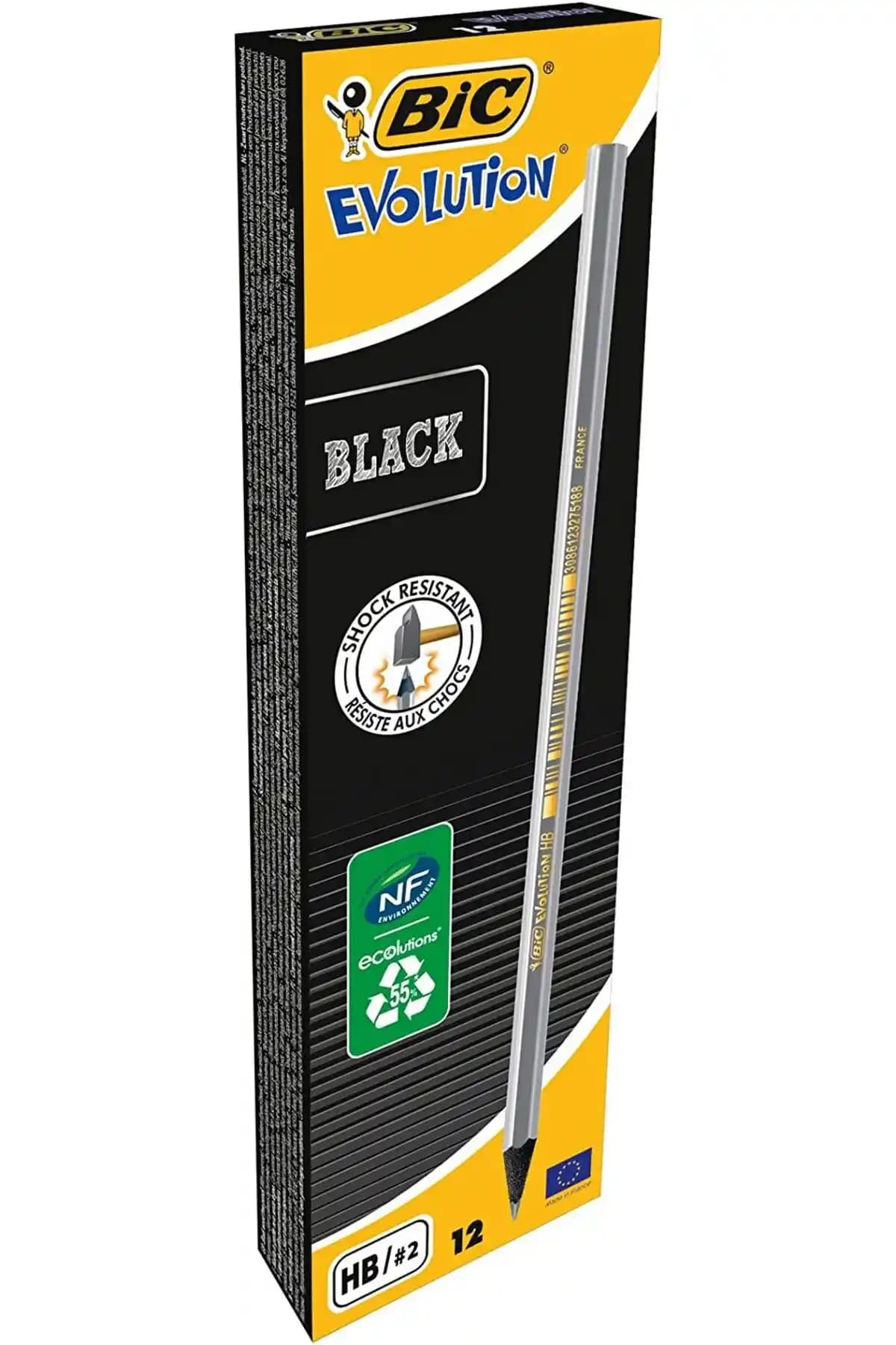 Bic Evolution Siyah Kurşun Kalem 12'li Set: Dayanıklı ve Şık Yazım Aracı