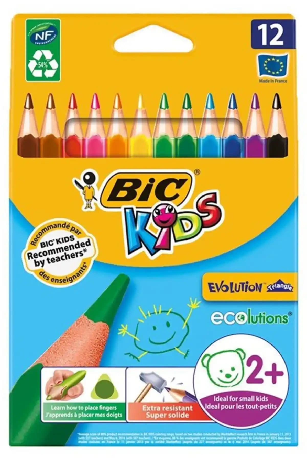Bic Kids Evolution Üçgen Jumbo Kuru Boya Kalemi Güvenli ve Renkli Çocuklar İçin Sanat Malzemesi