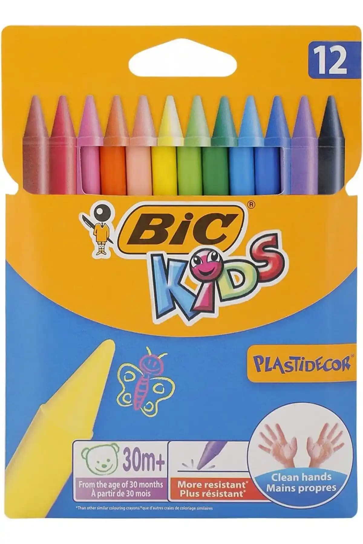 Bic Kids Plastidecor 12'li Silinebilir Pastel Boya Seti Güvenli ve Dayanıklı Çocuk Boyama Malzemesi