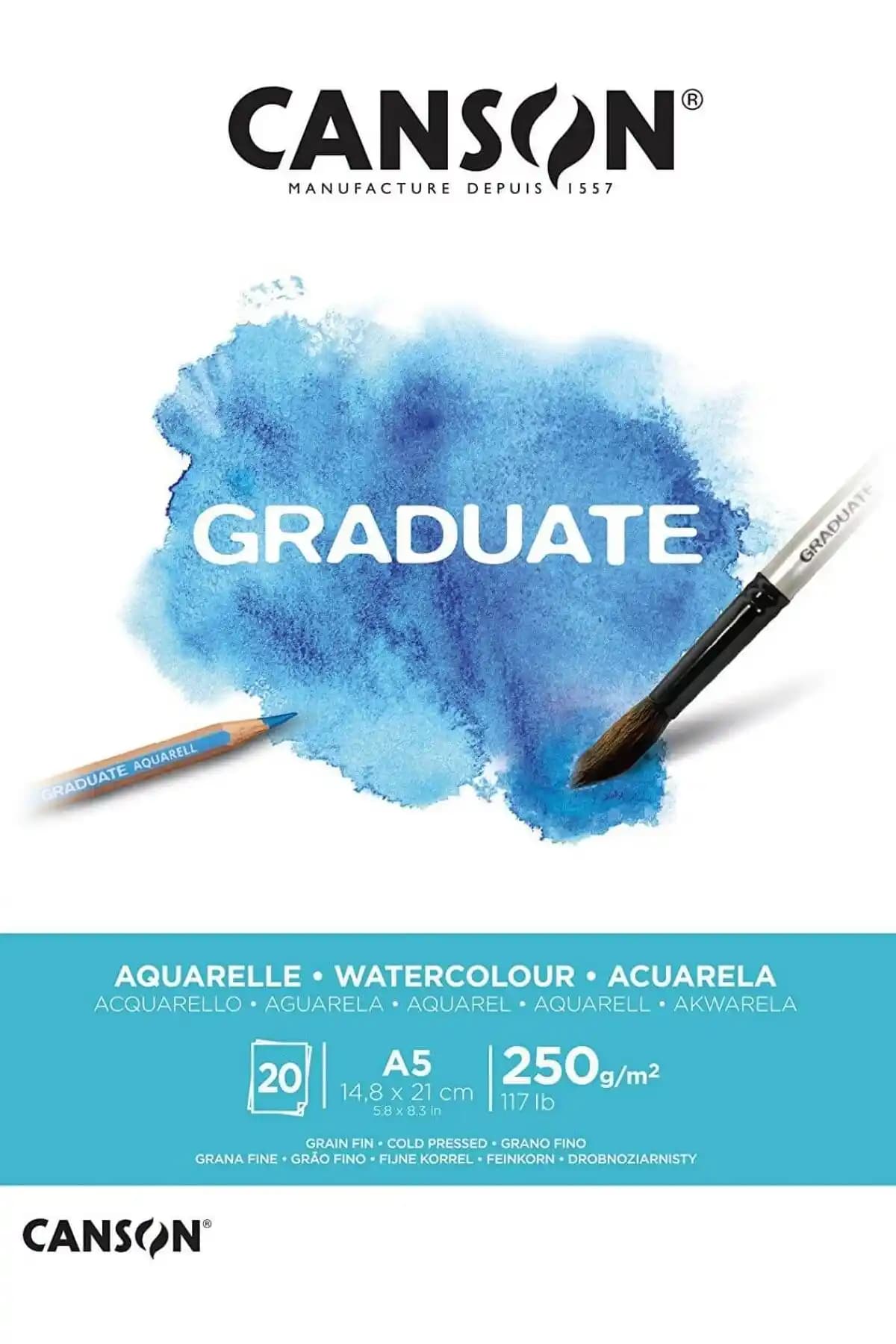 Canson Graduate Watercolor A5 250gr: Yüksek Kaliteli Suluboya Kağıdı for Beginners and Hobby Artists