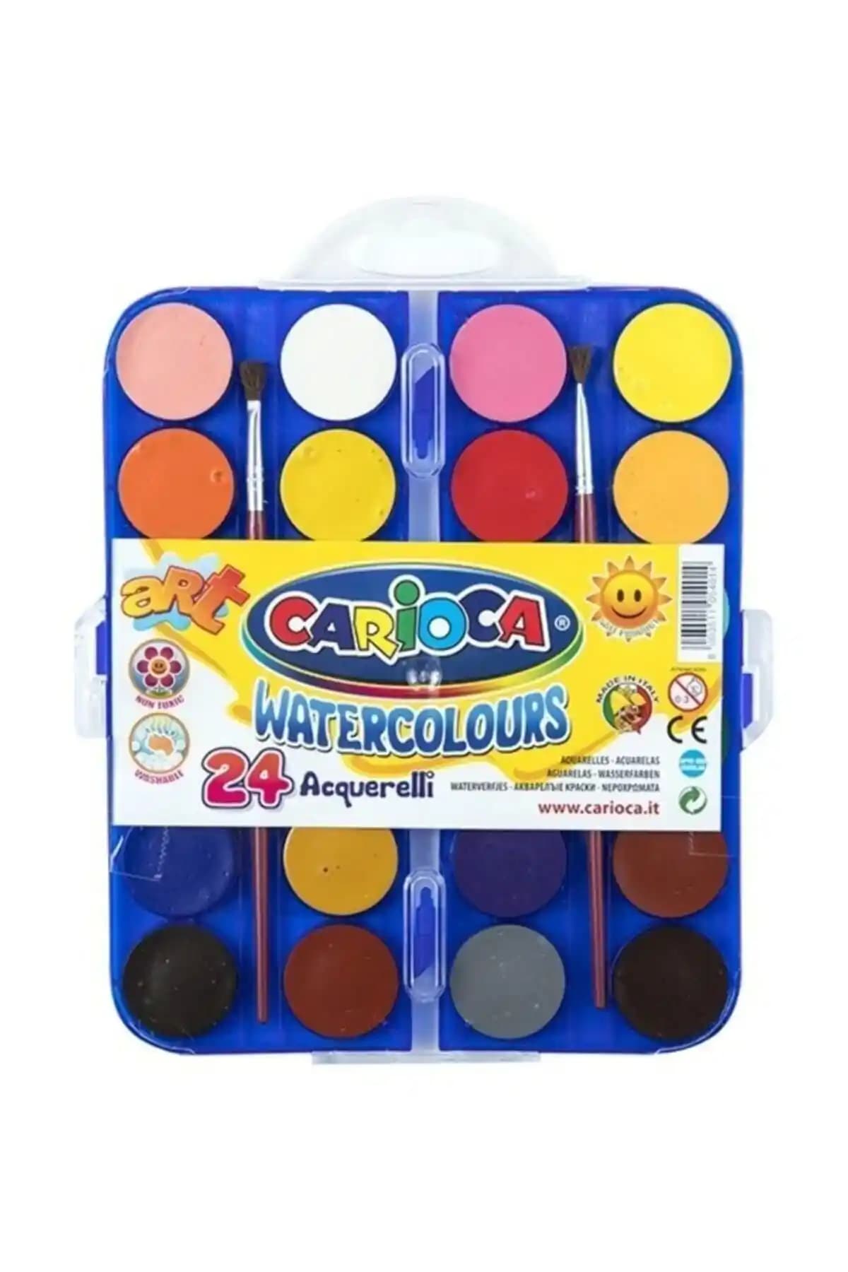 Carioca Sulu Boya 24’lü (30MM) Çocuklar İçin Güvenli ve Canlı Renkli Boya Seti