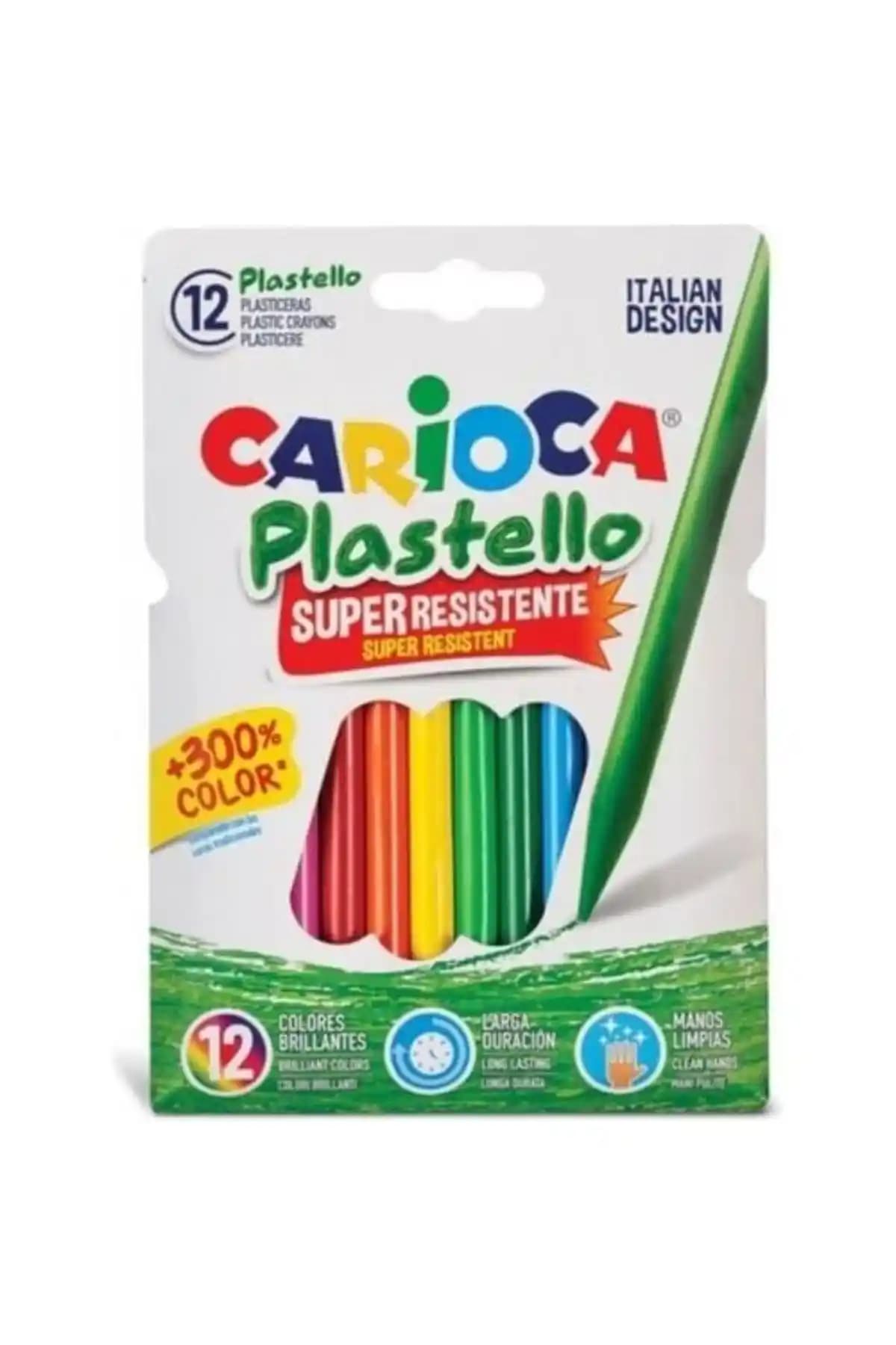 Carioca Üçgen Elleri Kirletmeyen Yıkanabilir Pastel Boya Kalemi 12'li Seti Çocuklar İçin Güvenli Sanat Malzemesi