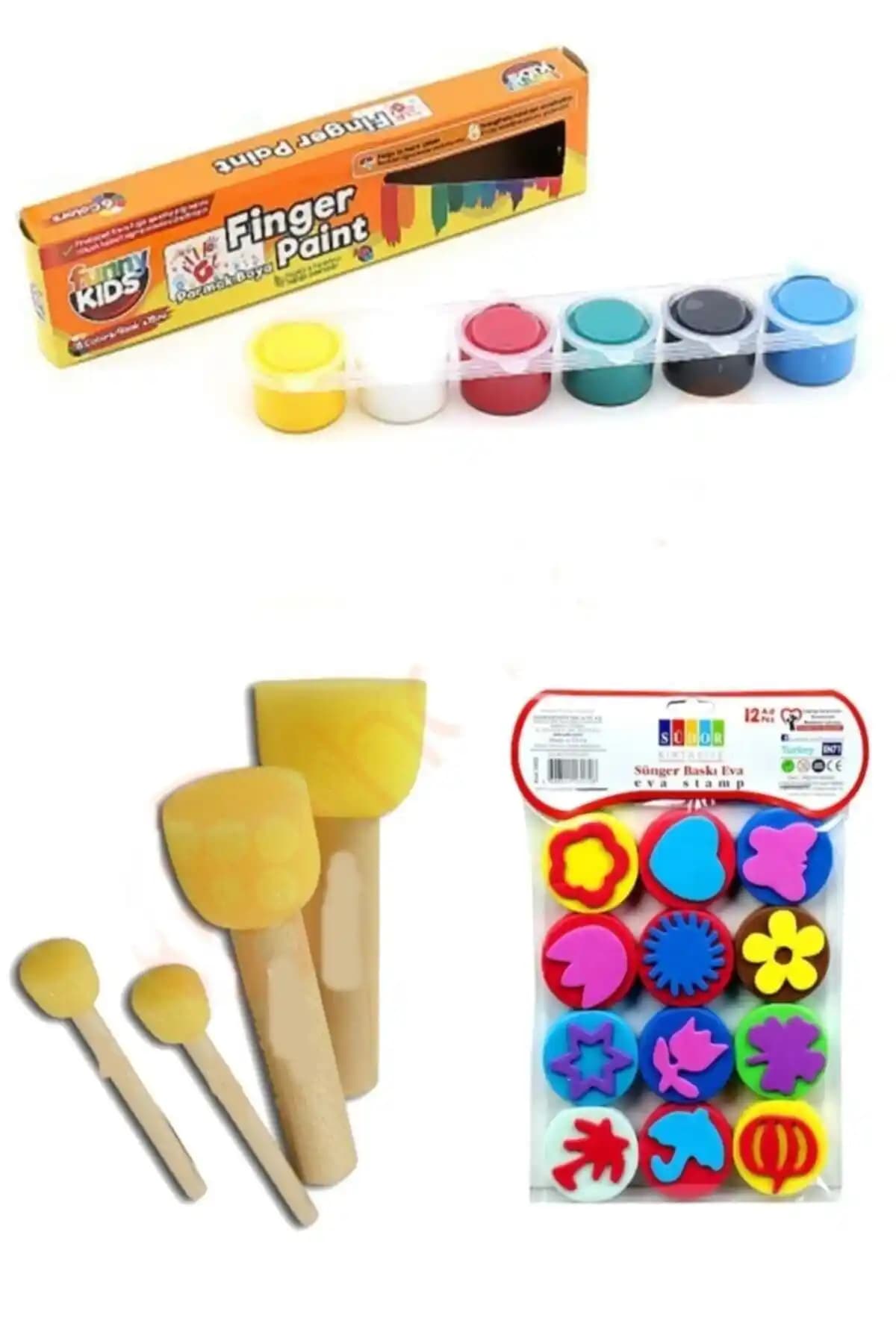 Çocuklar İçin Çok Yönlü Parmak Boyası ve Eva Baskı Seti Güvenli ve Yaratıcı Kullanım