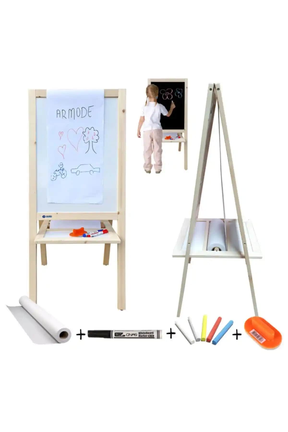 Çocuklar İçin Dayanıklı Ahşap Çift Taraflı Yazı Tahtası Güncel Özellikleriyle