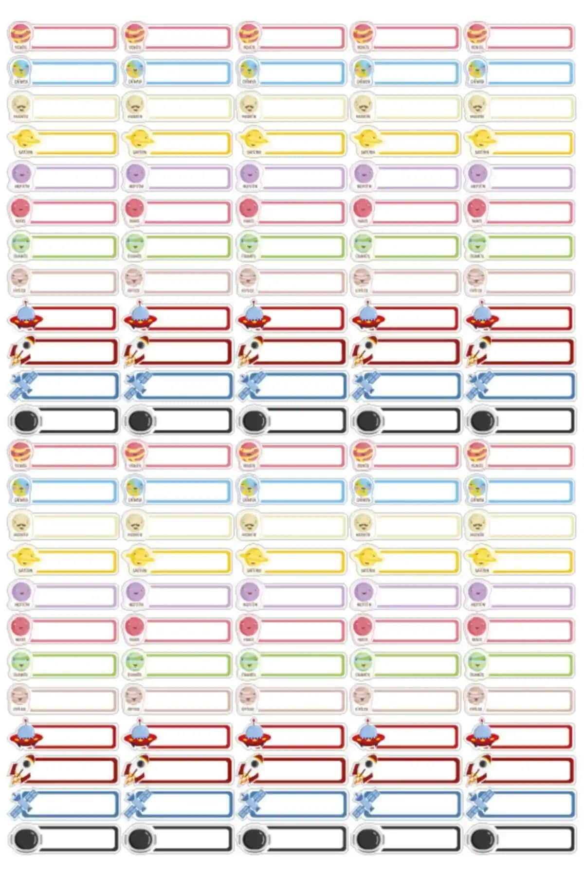 ColorTouch 120 Adet Uzay Temalı Kalem Etiketi Öğrenciler ve Öğretmenler İçin Pratik Kullanım