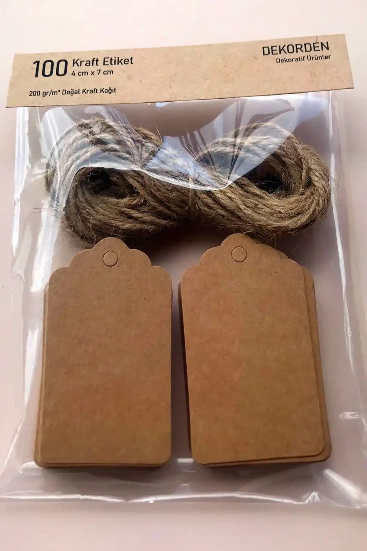 Dekorden Kraft Etiket ve Hasır İp Seti ile Çok Yönlü Proje Malzemeleri