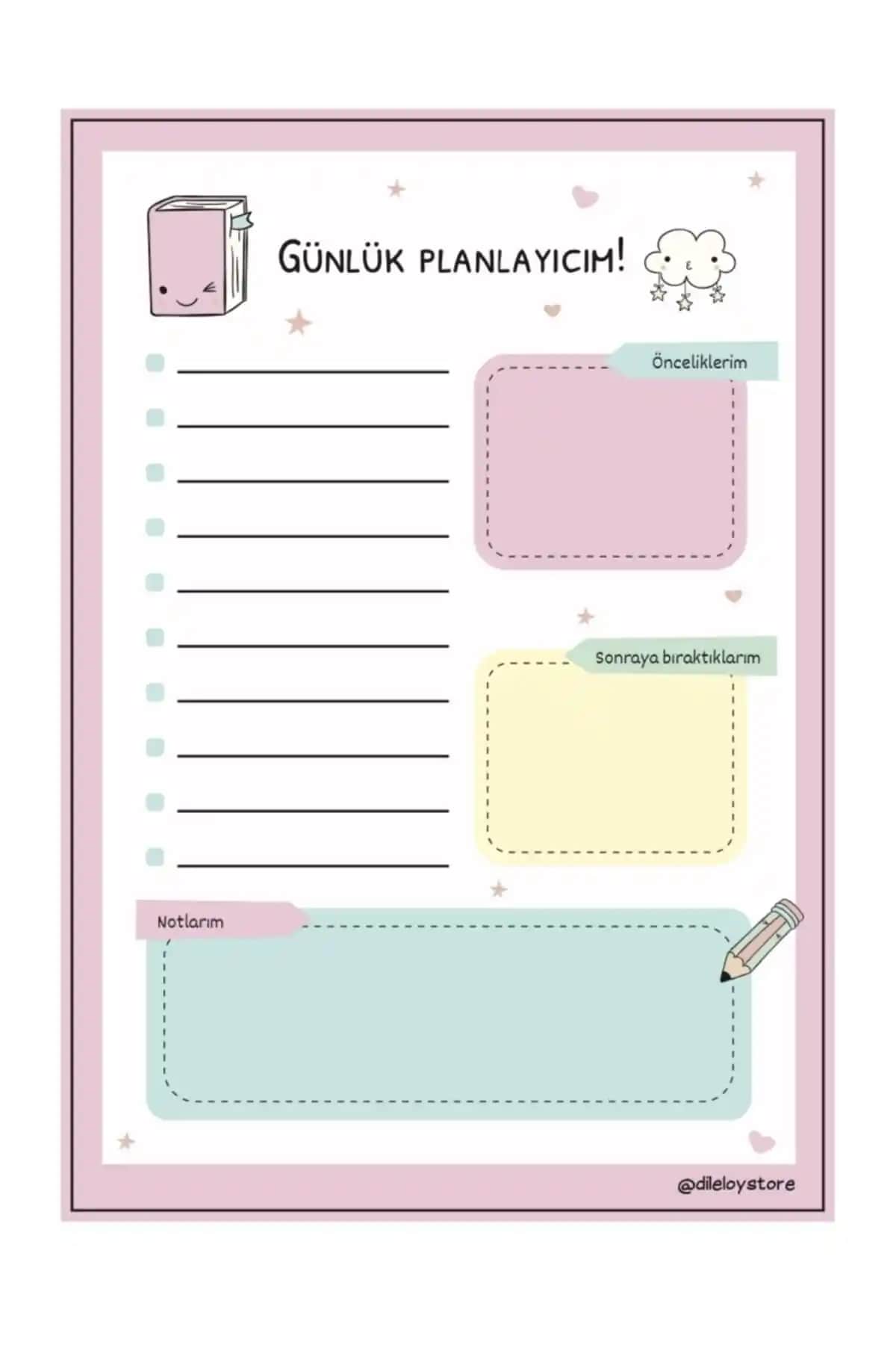 DileloyStore Günlük Planlayıcı Bloknotu: Taşınabilir ve Şık Günlük Organizatör