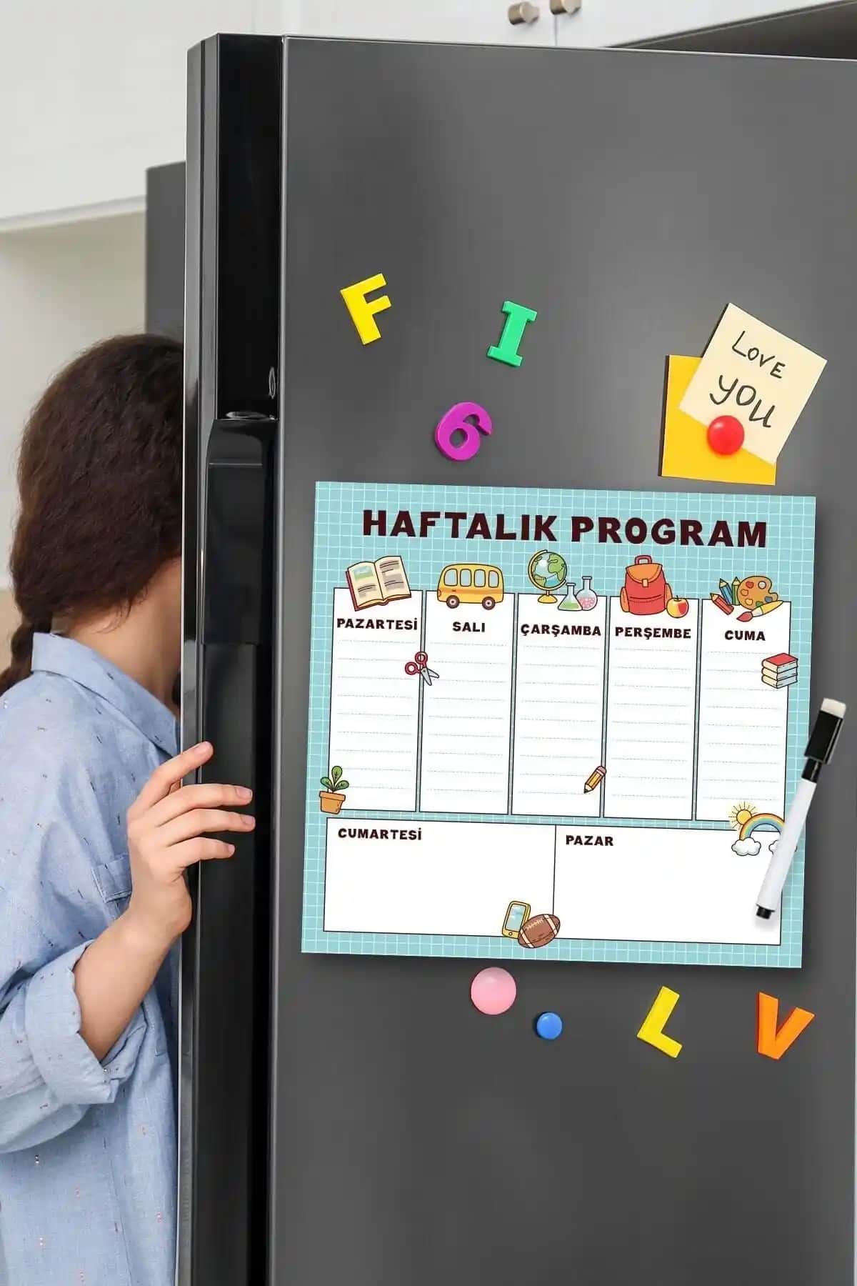 Dünya Magnet Çocuklar İçin Haftalık Planlayıcı Yazı Tahtası Yenilikçi ve Eğlenceli Tasarım