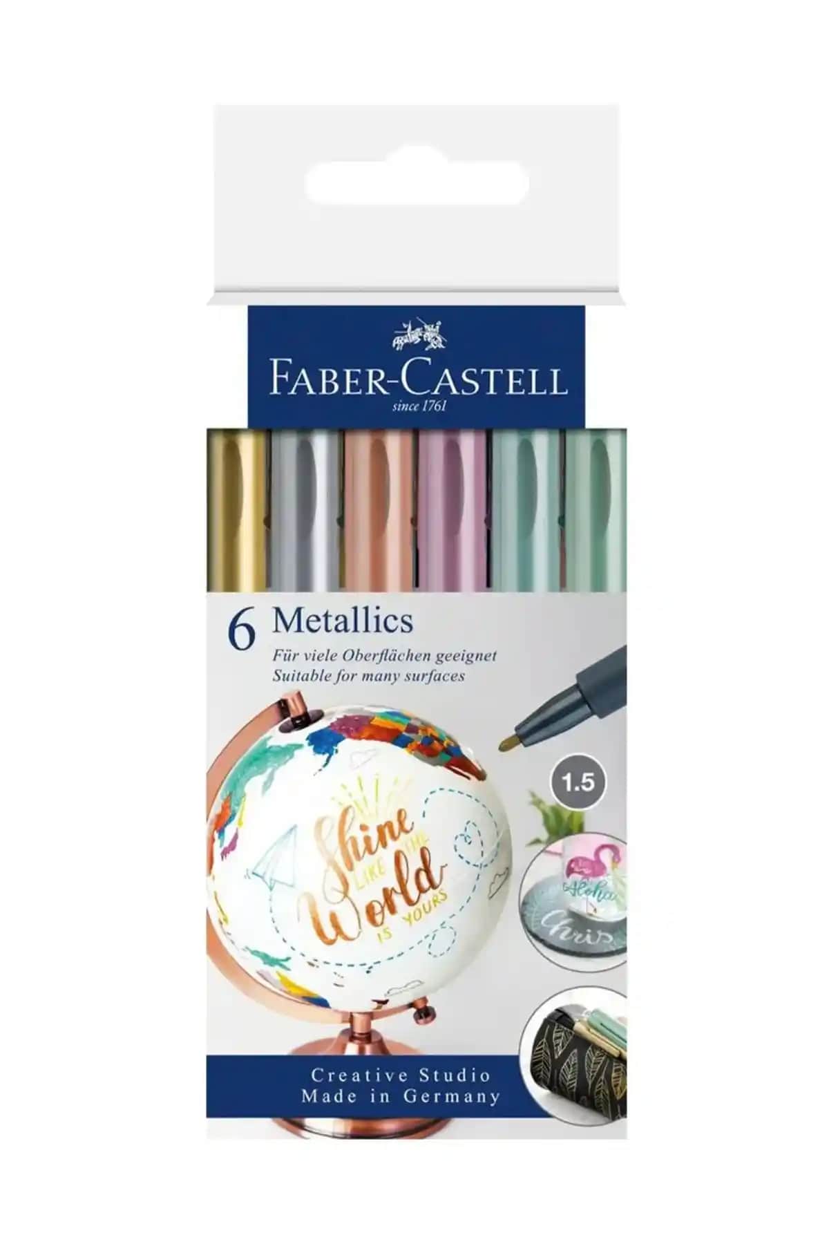 Faber Castell Metalik Markör Seti 6'lı Profesyonel Sanat ve Tasarım Malzemeleri