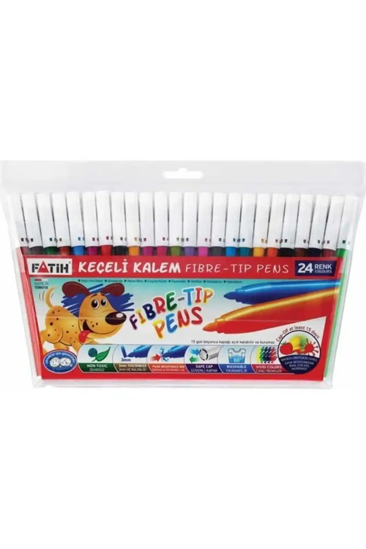 Fatih Keçeli Boya Kalemi 24 Renkli Set Sanat ve El İşleri İçin Yüksek Kalite