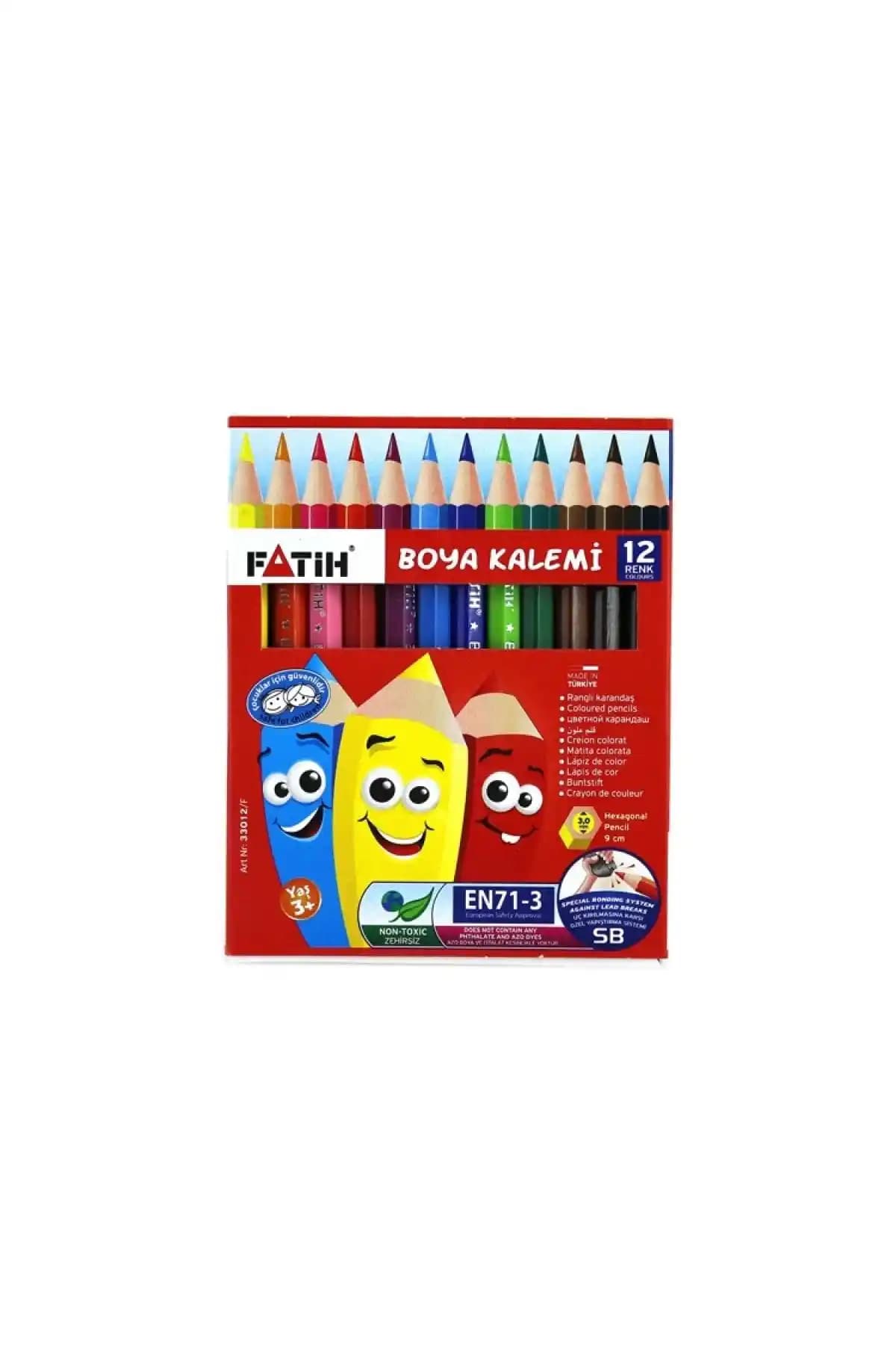 Fatih Kuruboya Kalemi 12 Renk Yarım Boy 33012 Çocuklar ve Hobi Severler İçin Yüksek Kaliteli Renkli Kalem