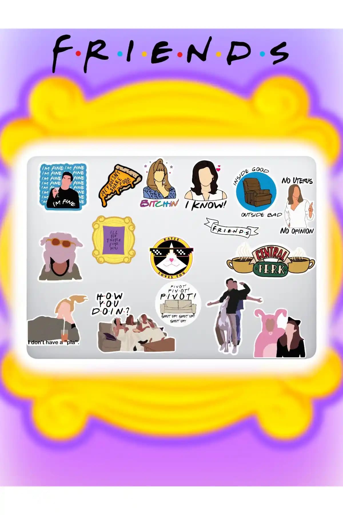 Friends Dizisi Temalı Sticker Seti ile Kişisel Eşyalarınızı Özelleştirin