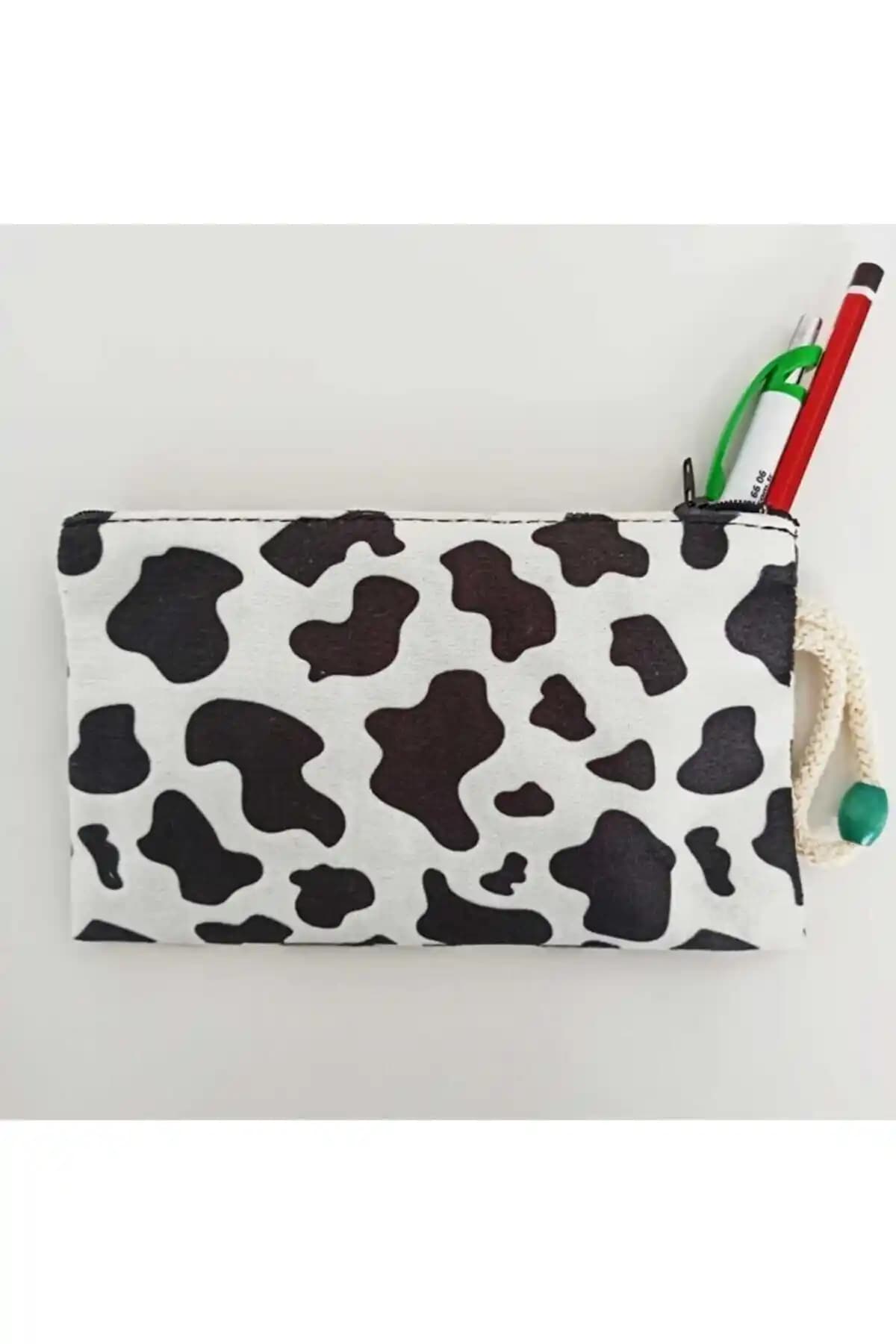 Genel Markalar Ipli Inek Baskılı Bez Cüzdan Kalemlik: Şık ve Çok Yönlü Kullanım İçin Ideal