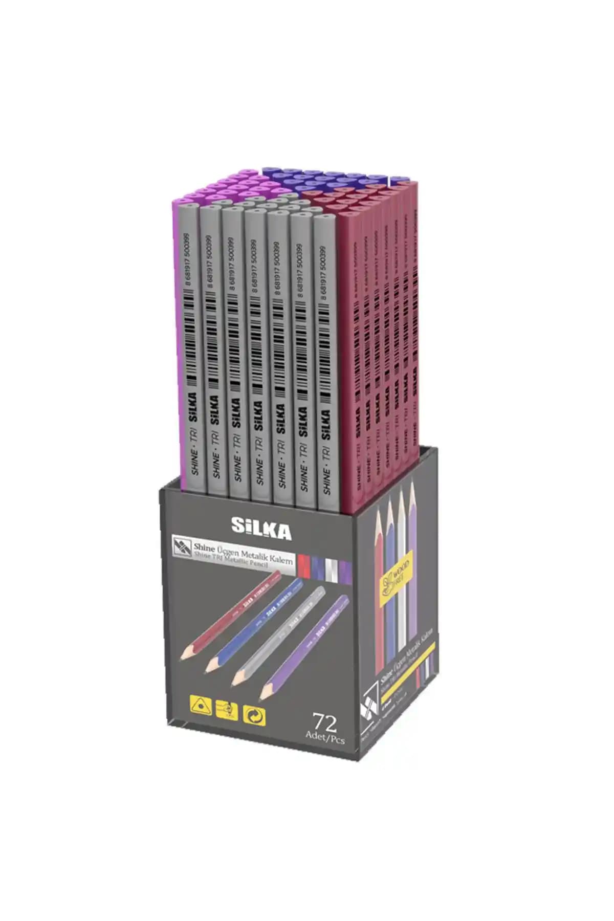 Genel Markalar Shine Metalik Üçgen Kurşun Kalem 72'li Ofis ve Okul Kullanımı İçin