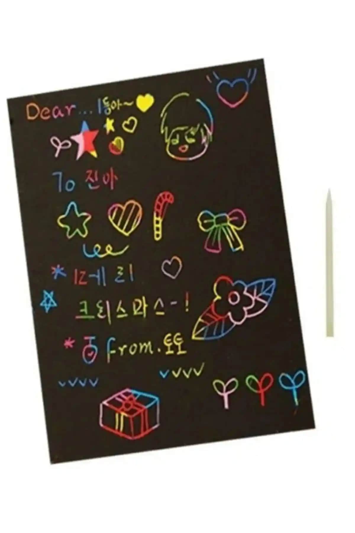 Genel Markalar Sihirli Gökkuşağı Kazımalı Kağıt A4 10'lu Paket Çocuklar İçin Eğitici Aktivite