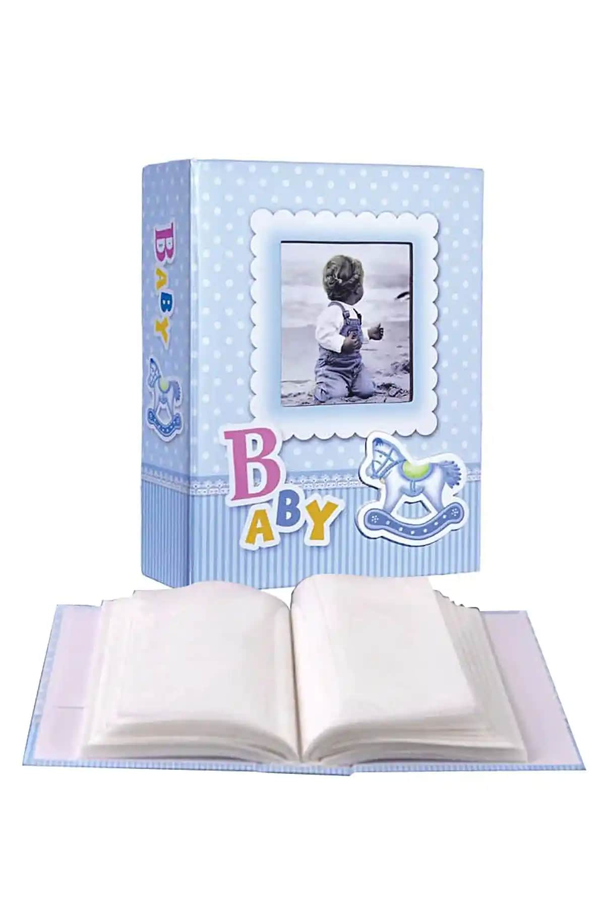 GünTech 10x15 200 Lük Bebek Pencereli Fotoğraf Albümü Mavi Renkle Anılarınızı Koruyun