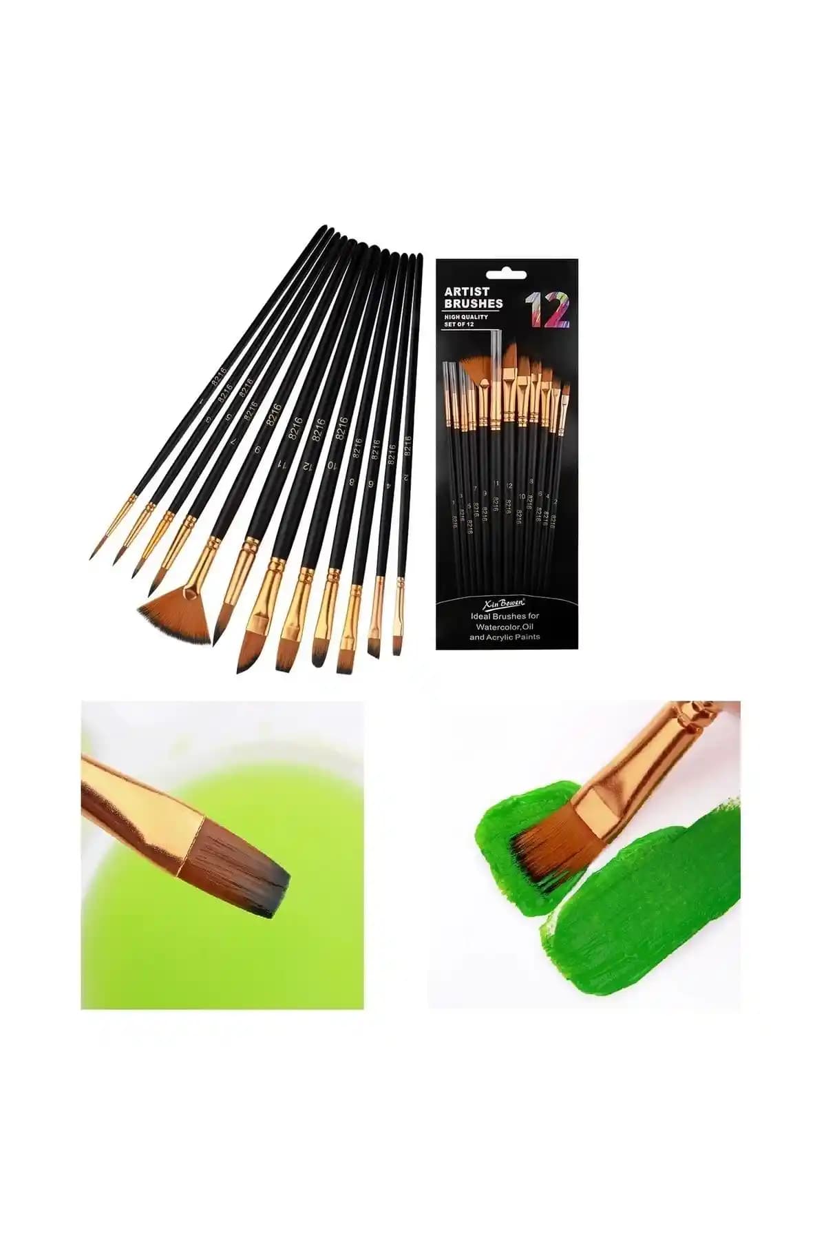 Hannah 12 Parça Resim Fırça Seti Sanatçılar ve Hobi Severler İçin Çok Yönlü Çözüm