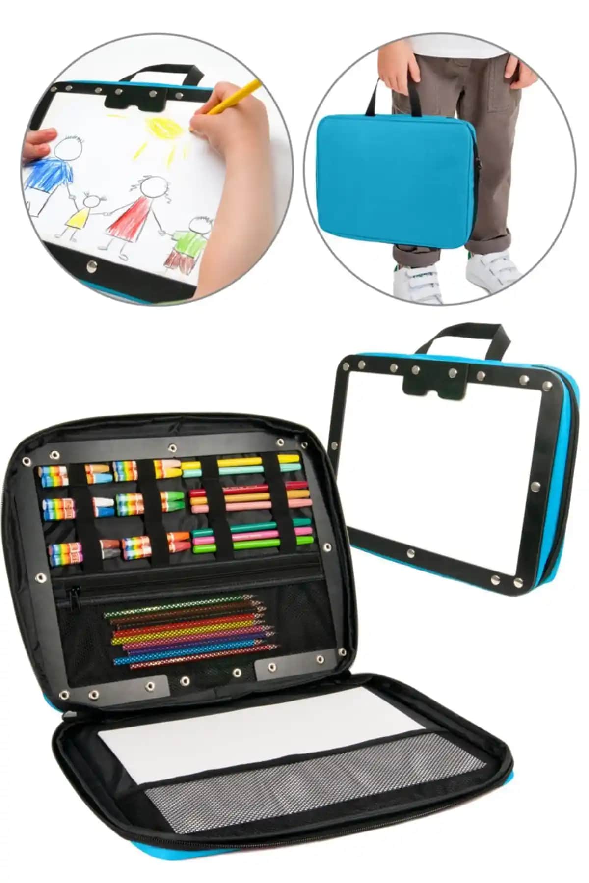 HeiN Çantalı Küçük Ahşap Çocuk Yazı Tahtası: Taşınabilir ve Eğitici Çocuk Sanat Aracı