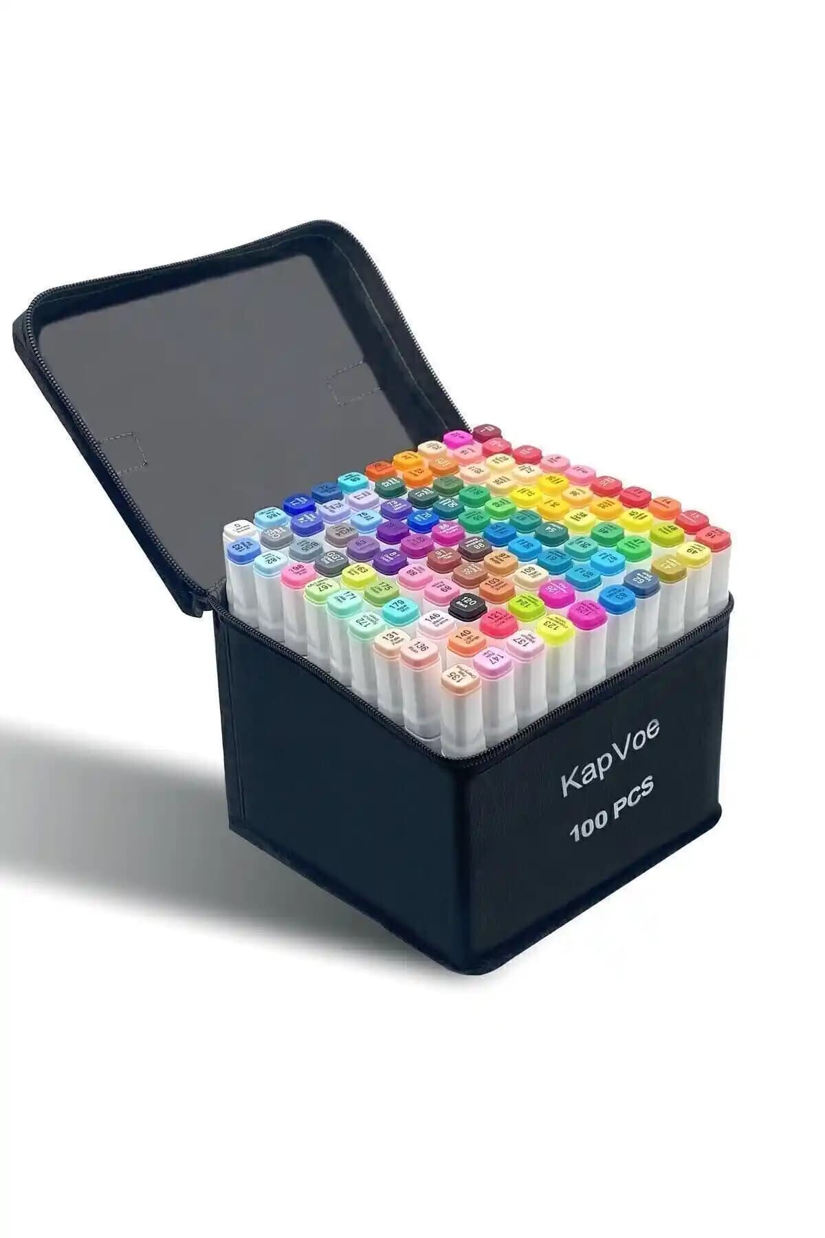 KAPVOE 100 Adet Çift Uçlu Touch Marker Art Tasarım Kalemleri ve Aksesuarları