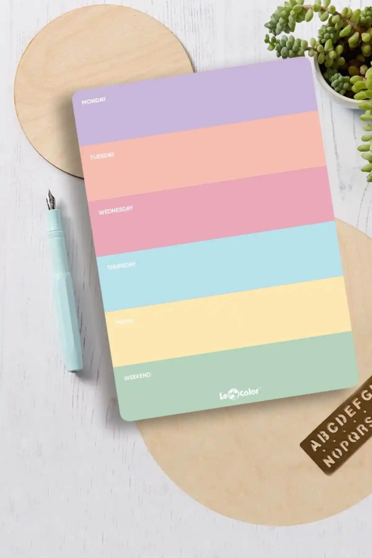 Le Color Haftalık Planlayıcı Blok Pastel: Şık ve Fonksiyonel Masaüstü Planlama Çözümü
