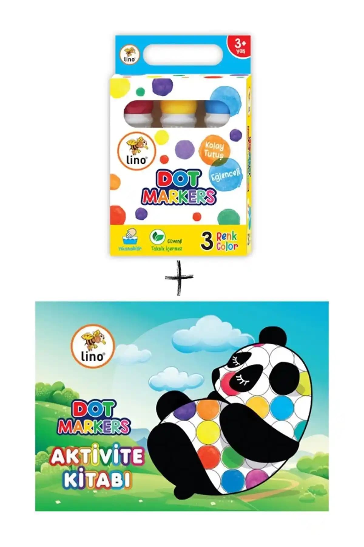 Lino Dot Markers 3'lü Aktivite Kitabı Seti Çocuklar İçin Güvenli ve Renkli Boyama Deneyimi