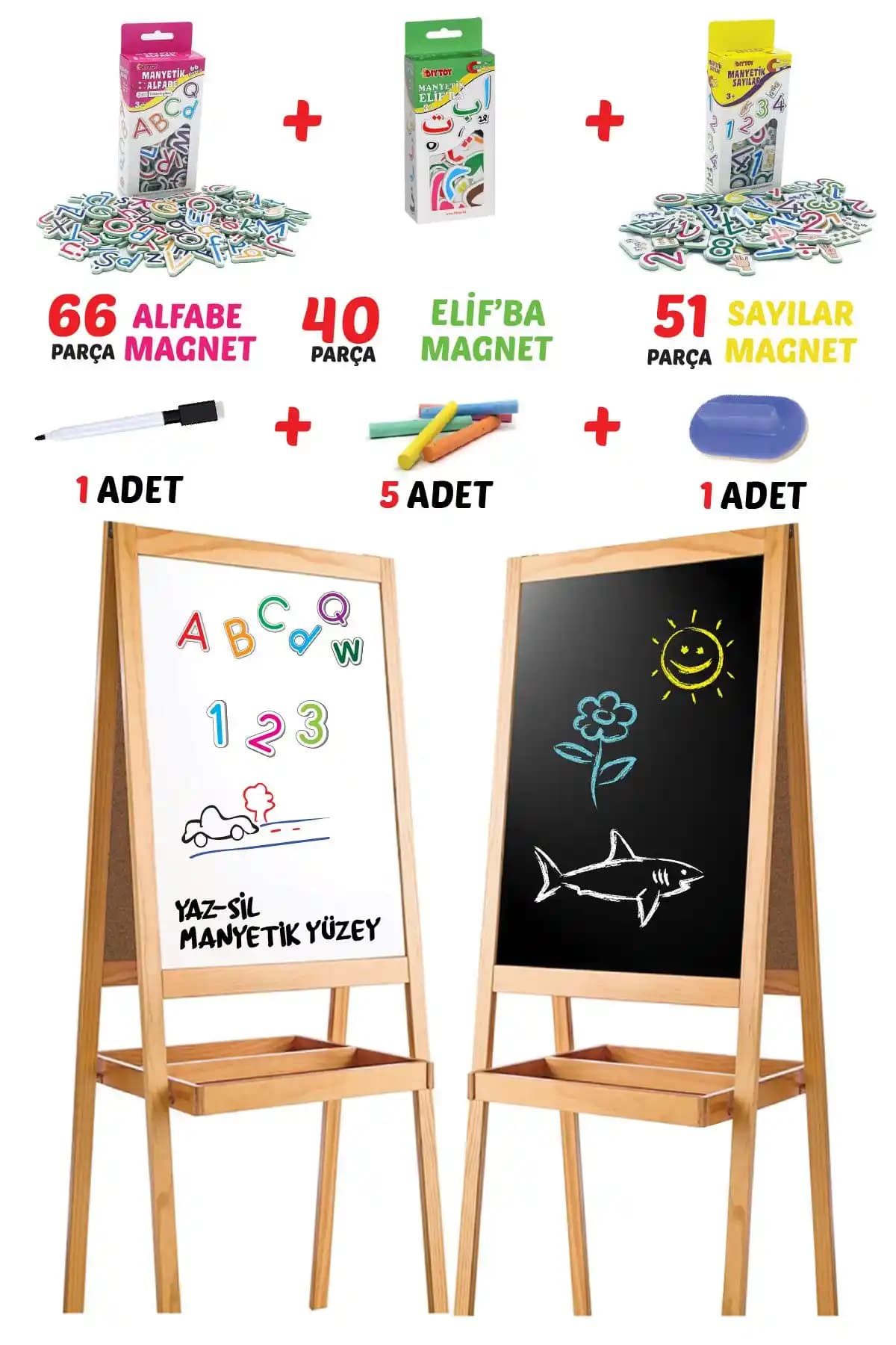 MAGNET İQ Ahşap Yazı Tahtası Elif Ba Seti: Çok Yönlü Eğitsel ve Etkinlik Aracı