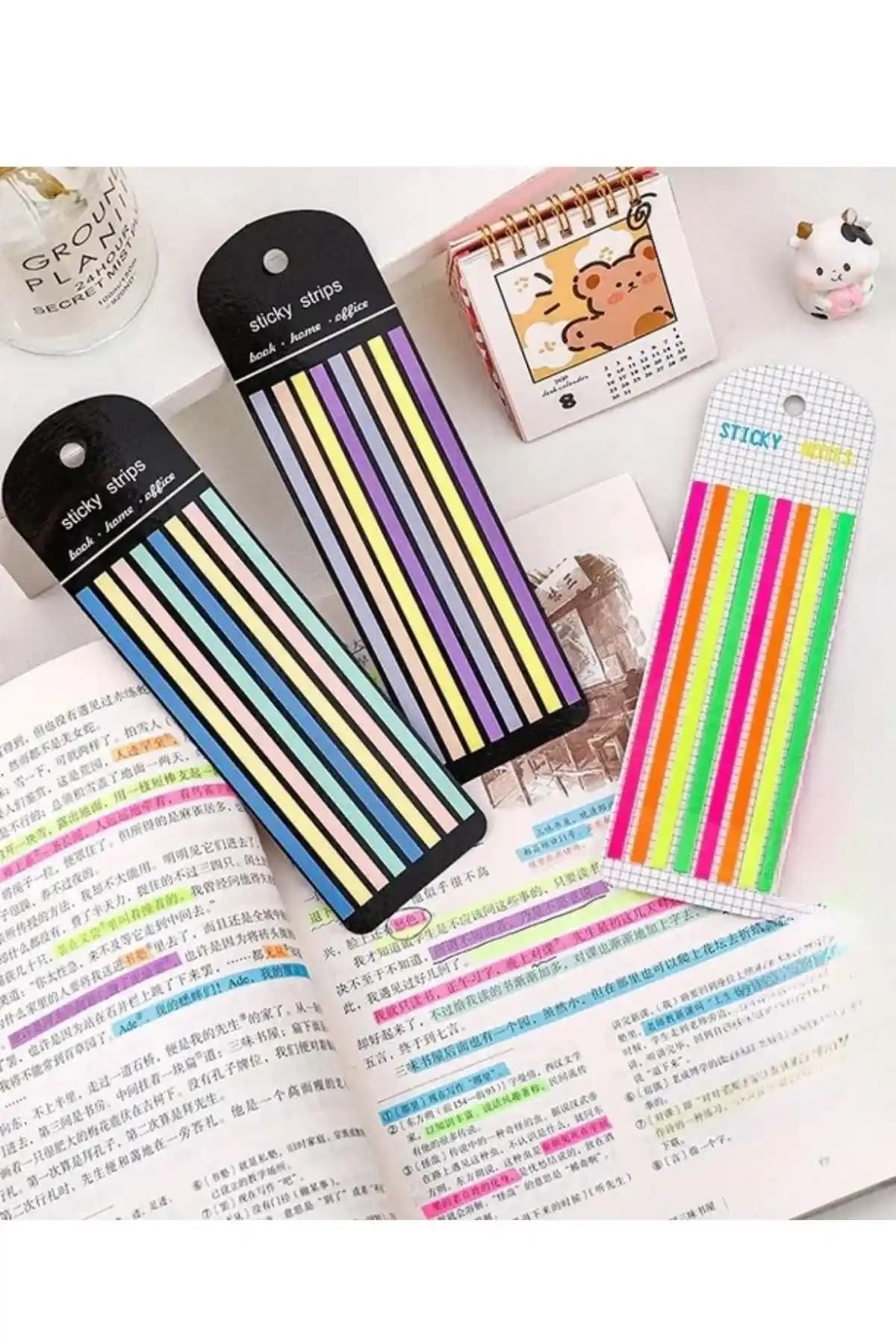 NaSaDAN 3 Adet Şeffaf Yapışkanlı Not Şeridi Seti Ofis ve Ev İçin Pratik Çözüm