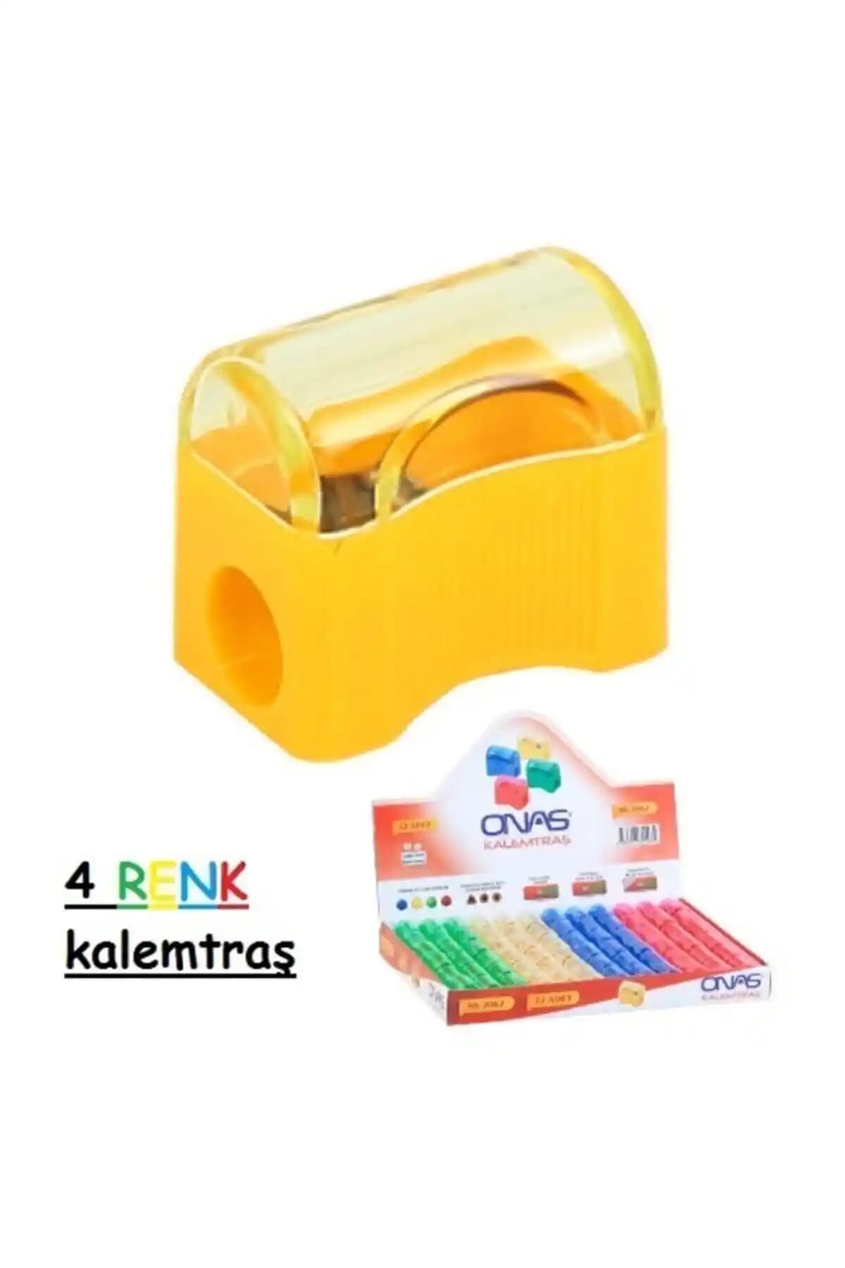 Onas Öğrenci Kapaklı Kalemtraş Seti 4 Adet Renkli ve Dayanıklı Tasarım