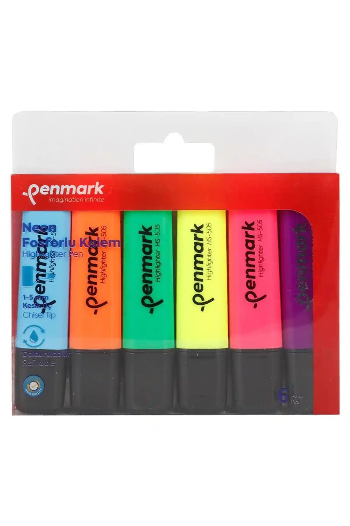 Penmark HS-505 6N Fosforlu Kalemler Çok Renkli ve Düşük Maliyetli Kırtasiye Çözümü