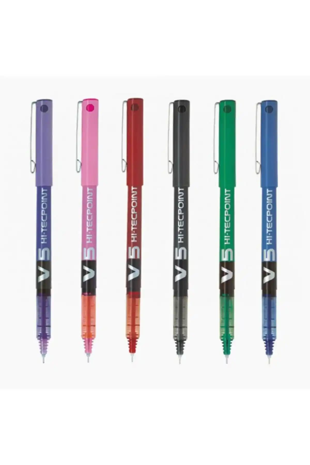 Pilot V5 Hi-tecpoint 6 Çok Renkli Mürekkepli Kalemler Ofis ve Okul Kullanımı İçin