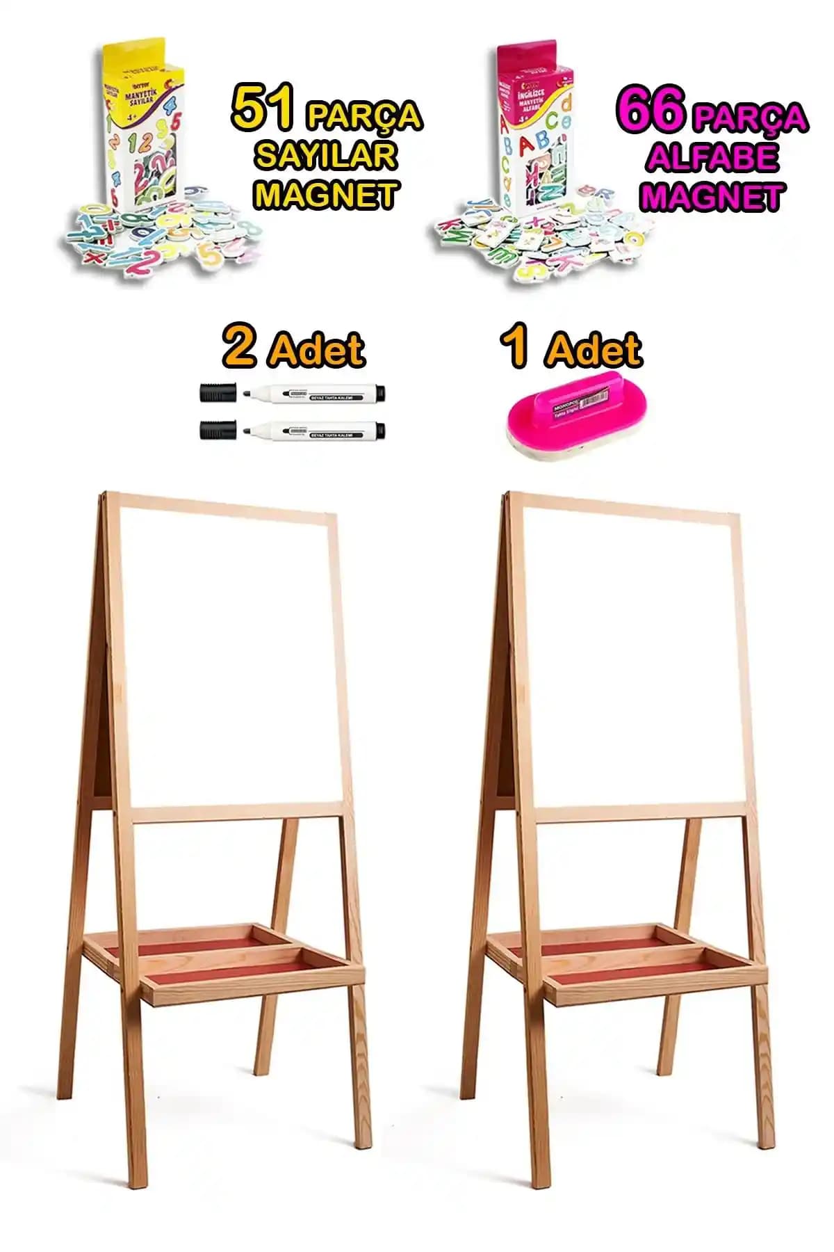 PinkToys Çift Taraflı Manyetik Beyaz Yazı Tahtası Çocuklar İçin Dayanıklı ve Çok Fonksiyonlu