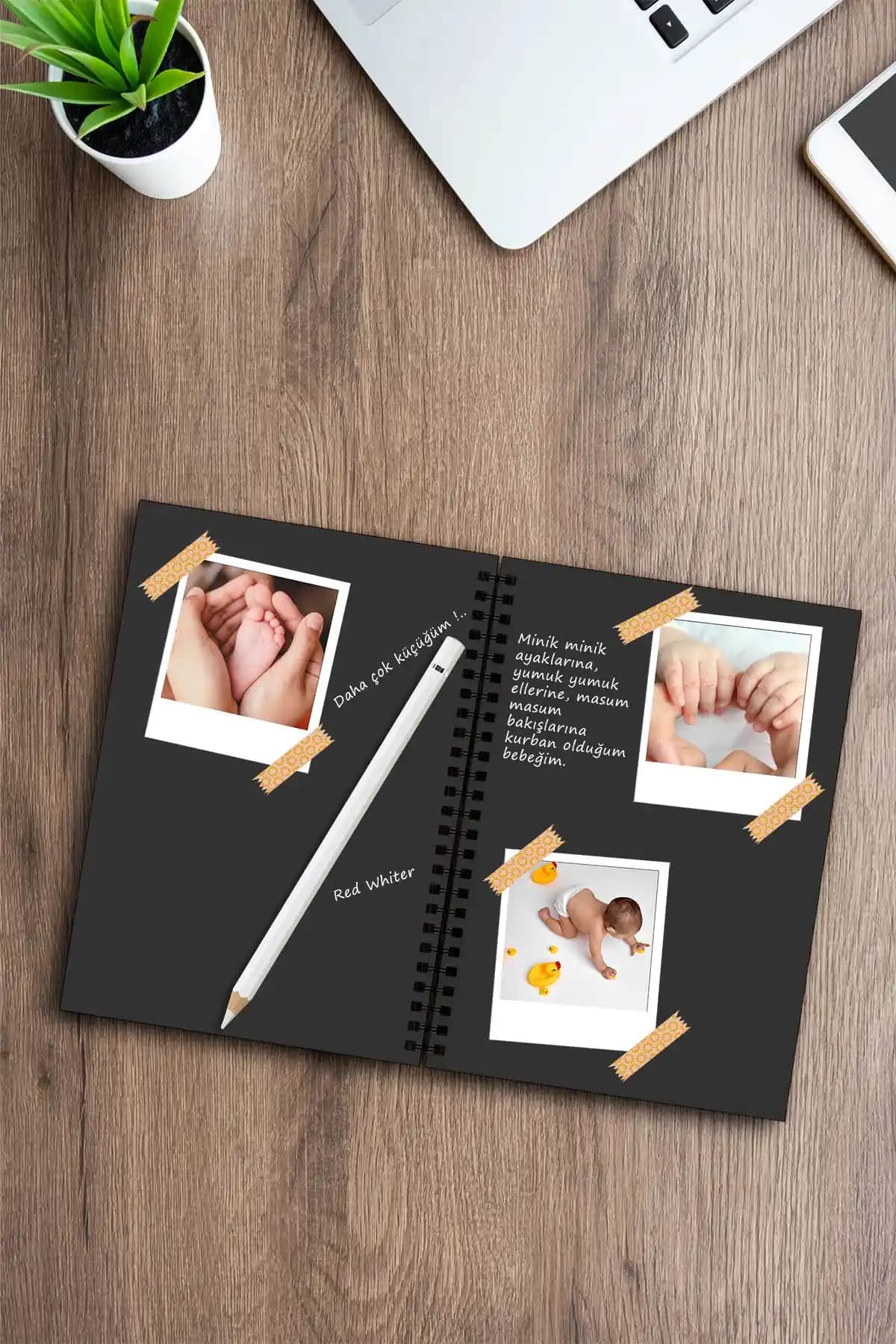 Red Whiter Siyah Yapraklı Anı Defteri Şık ve Fonksiyonel Tasarımıyla Öne Çıkar