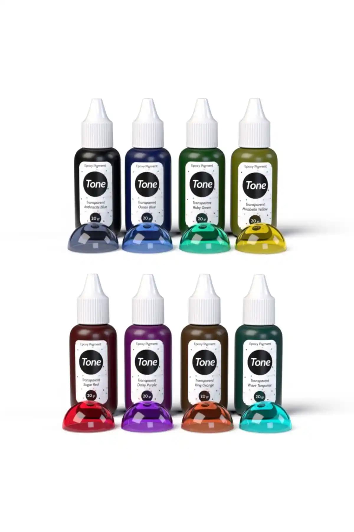 Resinin Tone Transparan 8'li Epoksi Pigment Seti: Yüksek Kaliteli ve Canlı Renkler