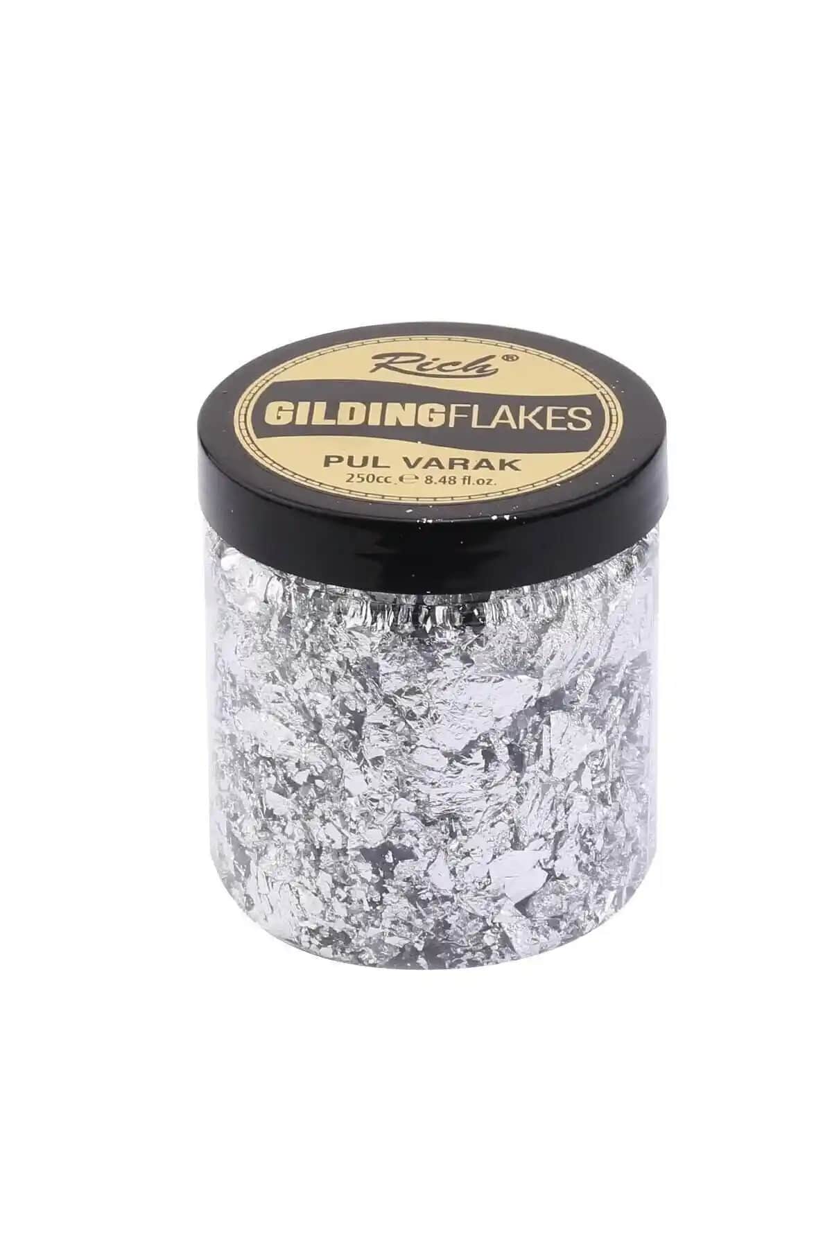 Rich Gilding Flakes Pul Varak 250 cc Gümüş Renkli Dekoratif ve Sanatsal Uygulamalar