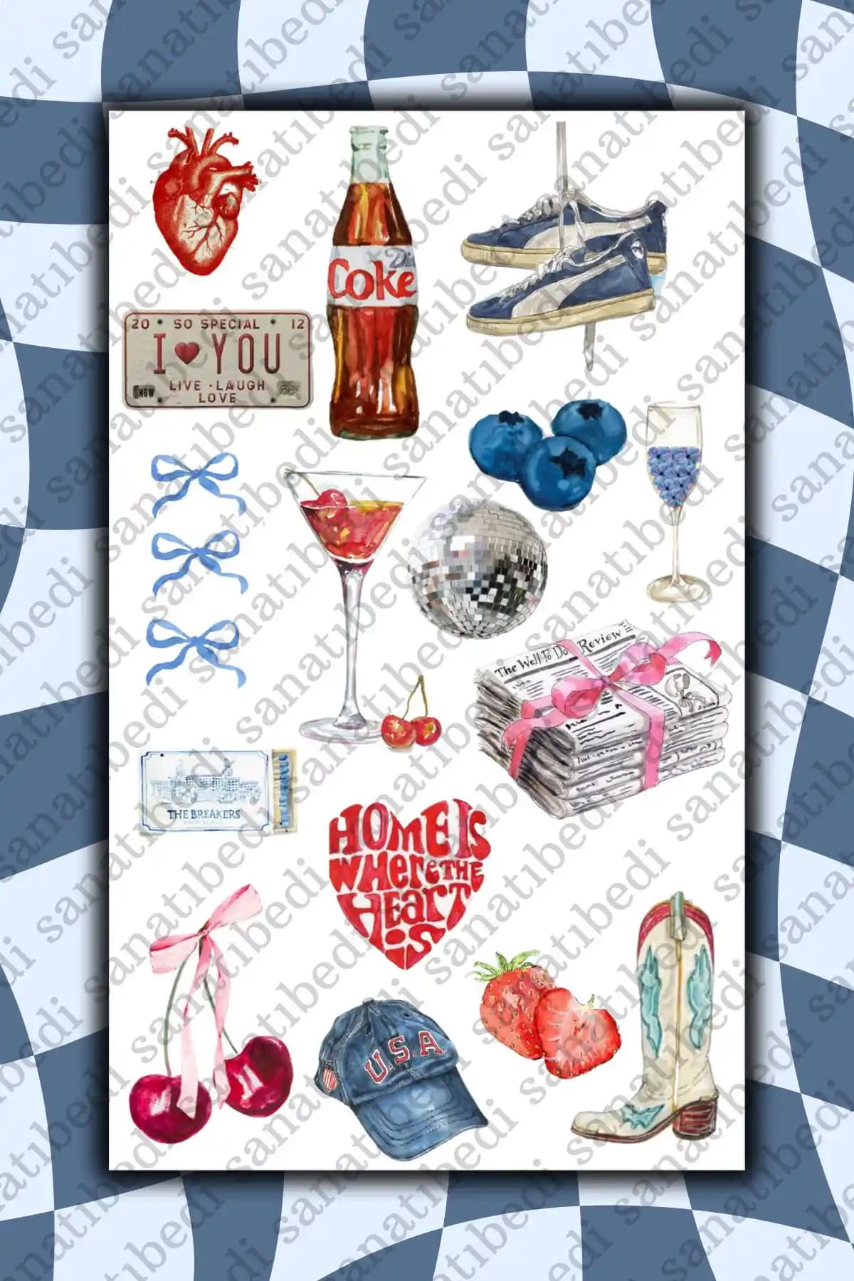 Sanatıbedi Blue Vintage Retro Etiketler: Estetik ve Dayanıklı Kişisel Kullanım Aksesuarları