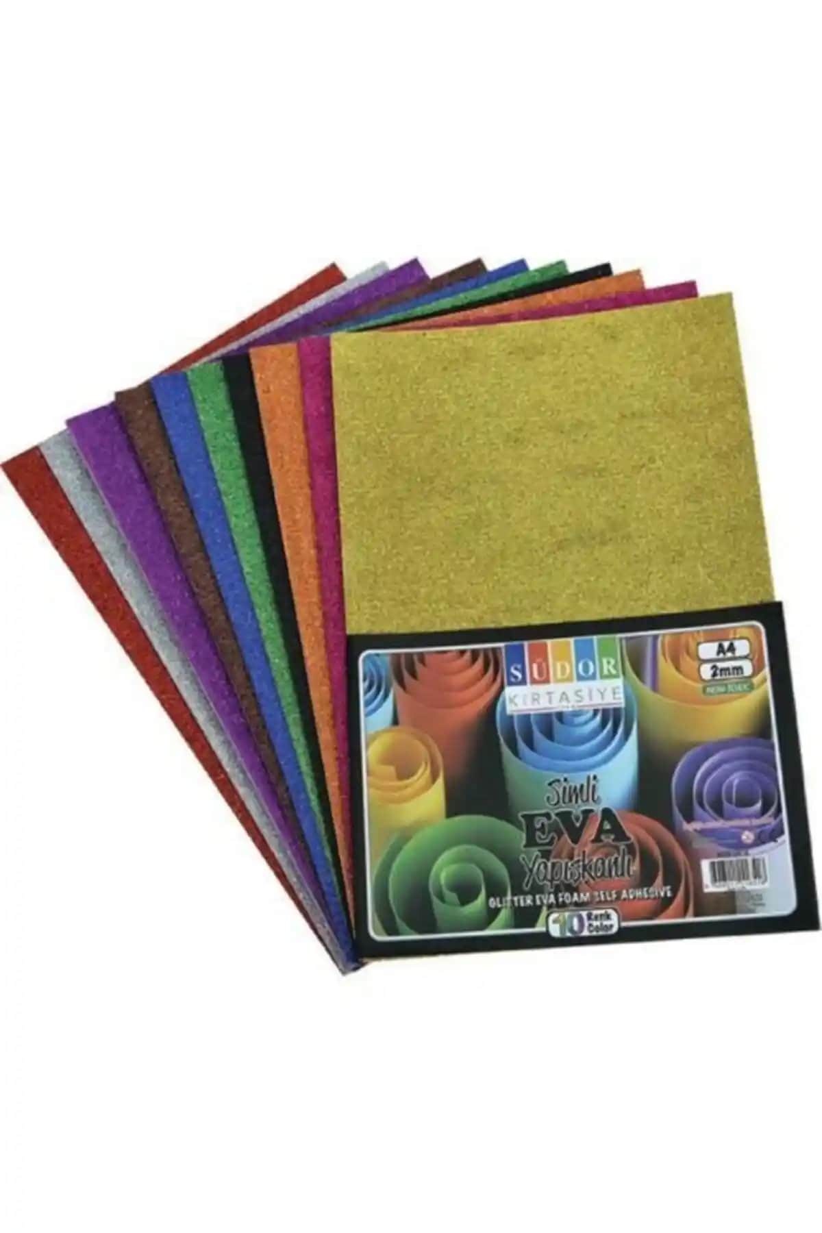 Südor Eva 20x30 Cm 10 Renk Simli Yapışkanlı Levhalar Çok Yönlü Kullanım İçin Uygun