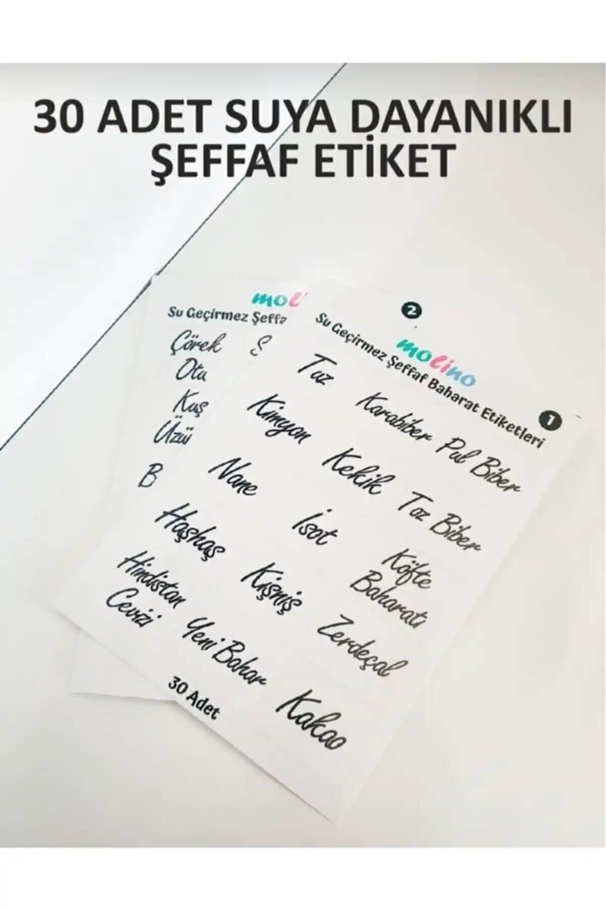 Suya Dayanıklı Şeffaf Baharat Etiketi - Estetik ve Uzun Ömürlü Mutfak Kullanımı