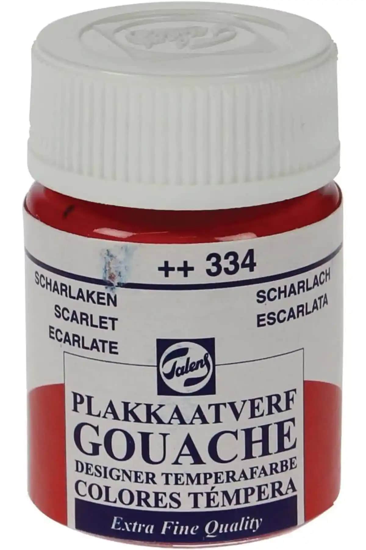 Talens Gouache Jar 16ml Guaj Boya Scarlet 334 - Yüksek Kapatıcılık ve Canlı Renkler
